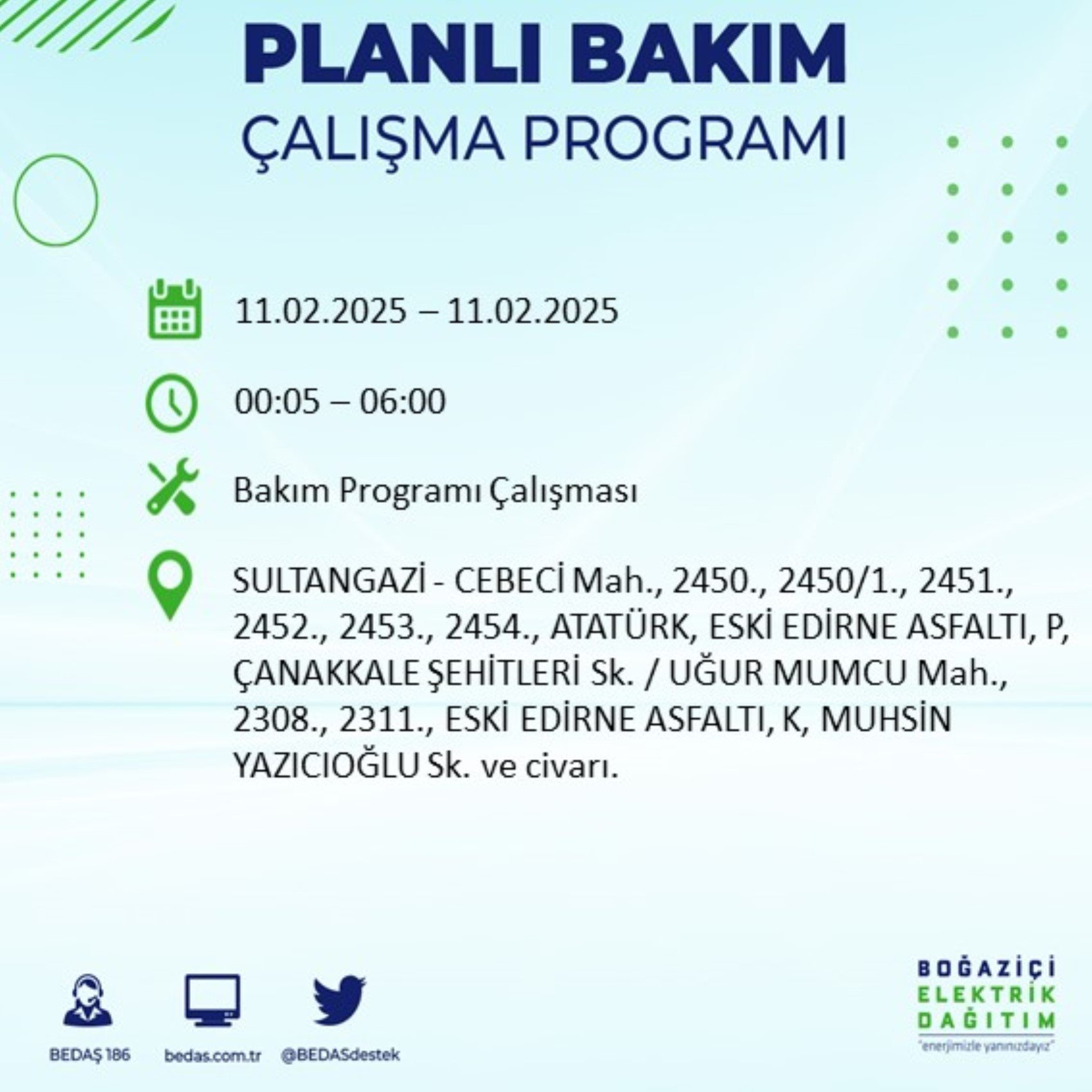 BEDAŞ açıkladı... İstanbul'da elektrik kesintisi: 11 Şubat'ta hangi mahalleler etkilenecek?