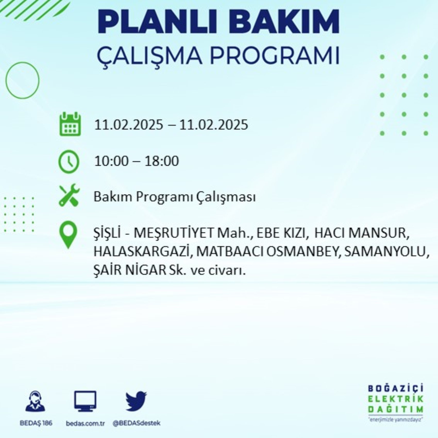 BEDAŞ açıkladı... İstanbul'da elektrik kesintisi: 11 Şubat'ta hangi mahalleler etkilenecek?