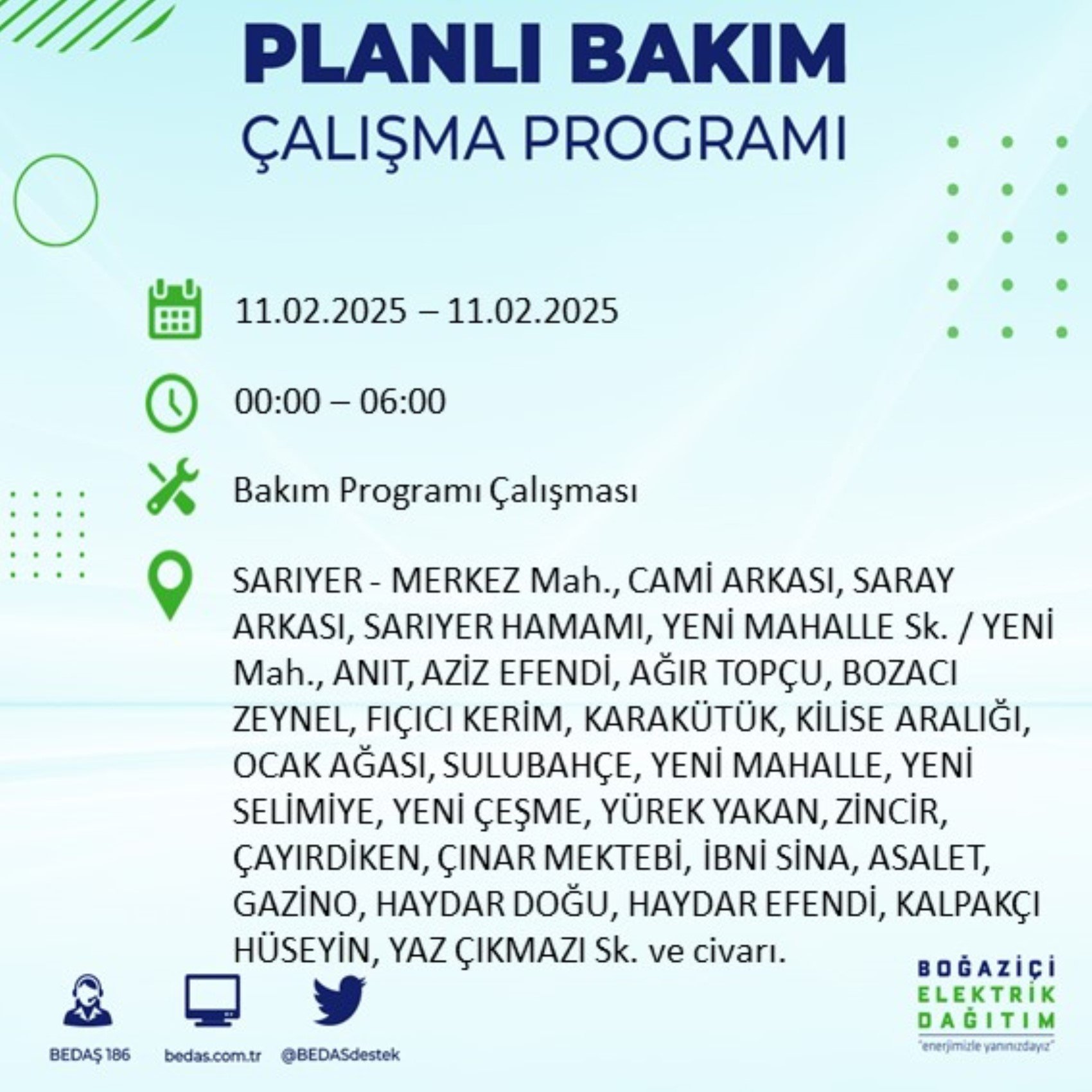 BEDAŞ açıkladı... İstanbul'da elektrik kesintisi: 11 Şubat'ta hangi mahalleler etkilenecek?