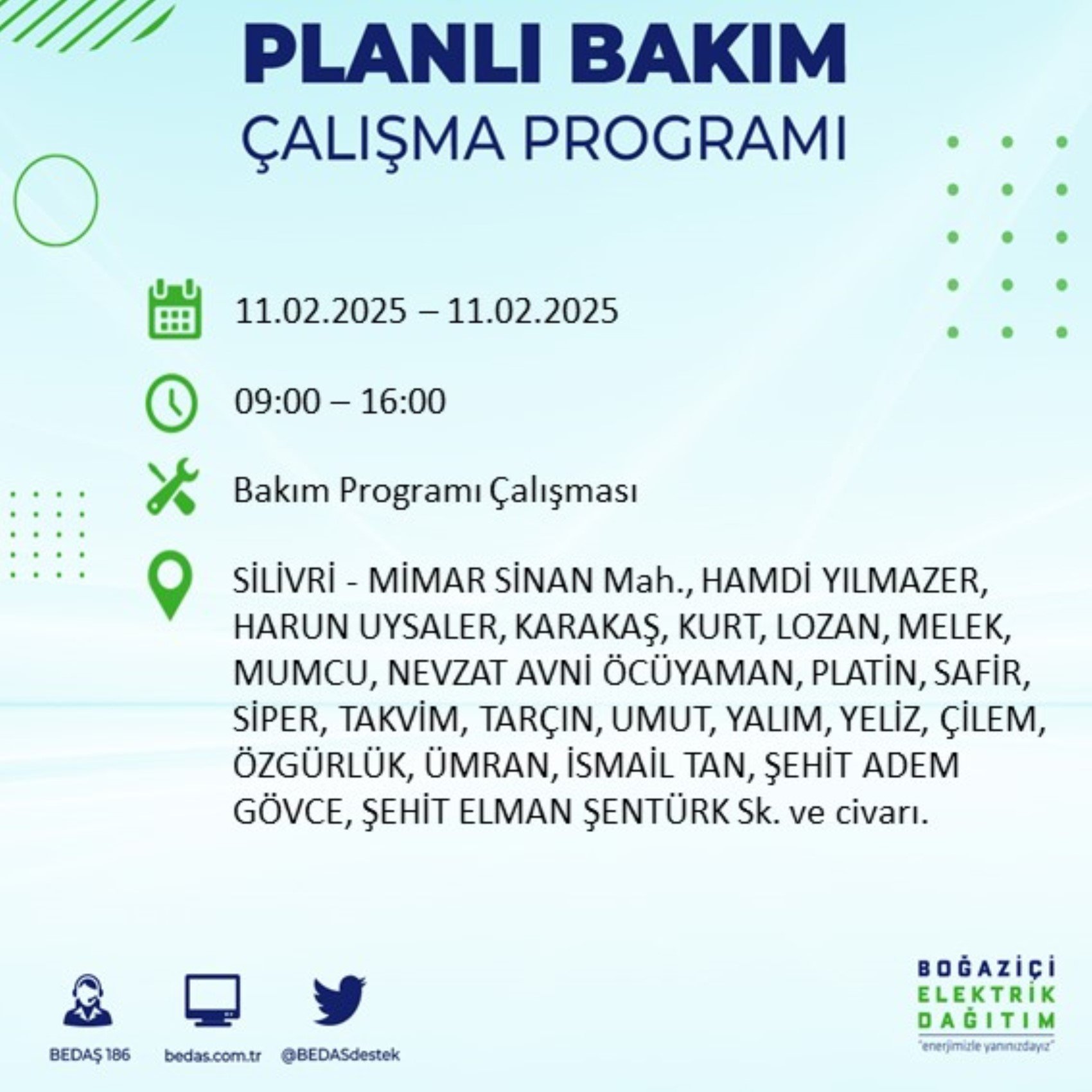 BEDAŞ açıkladı... İstanbul'da elektrik kesintisi: 11 Şubat'ta hangi mahalleler etkilenecek?