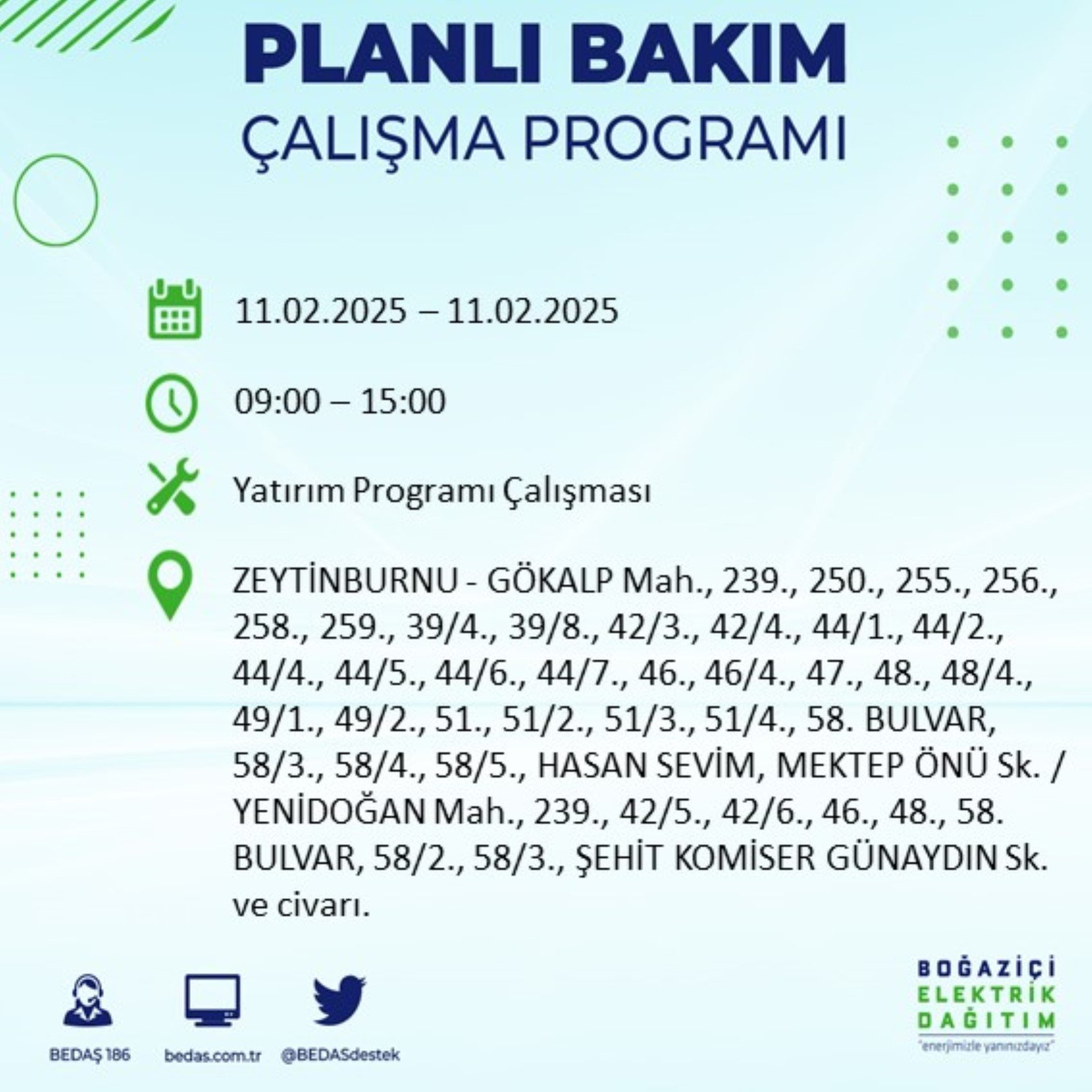 BEDAŞ açıkladı... İstanbul'da elektrik kesintisi: 11 Şubat'ta hangi mahalleler etkilenecek?