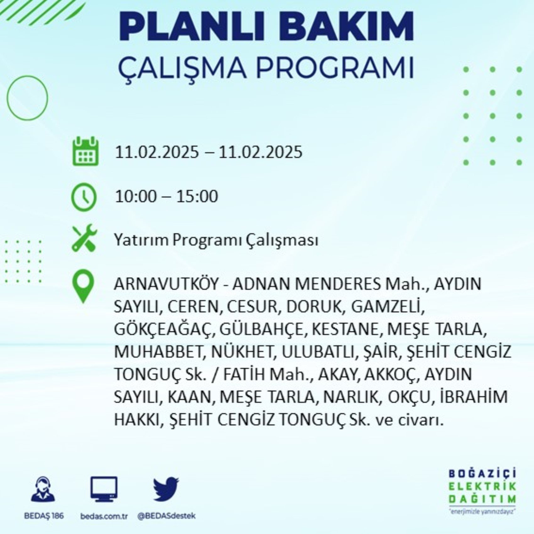 BEDAŞ açıkladı... İstanbul'da elektrik kesintisi: 11 Şubat'ta hangi mahalleler etkilenecek?