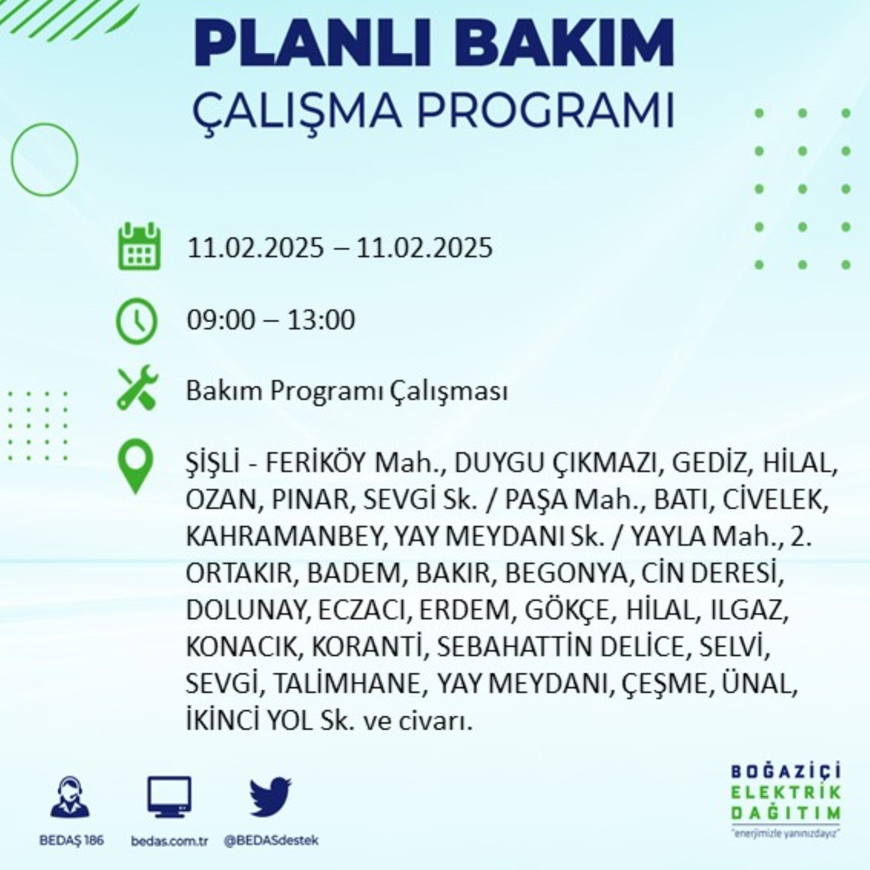 BEDAŞ açıkladı... İstanbul'da elektrik kesintisi: 11 Şubat'ta hangi mahalleler etkilenecek?