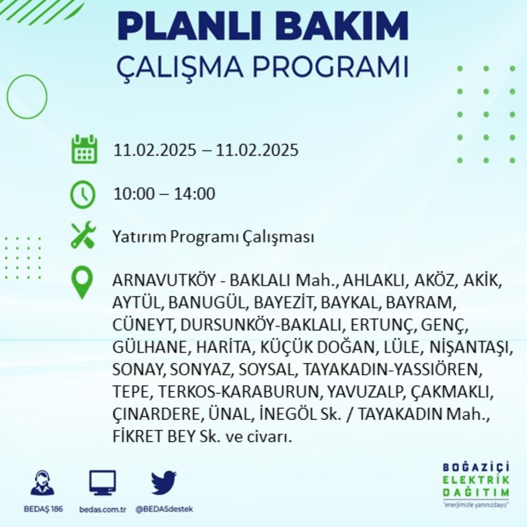 BEDAŞ açıkladı... İstanbul'da elektrik kesintisi: 11 Şubat'ta hangi mahalleler etkilenecek?