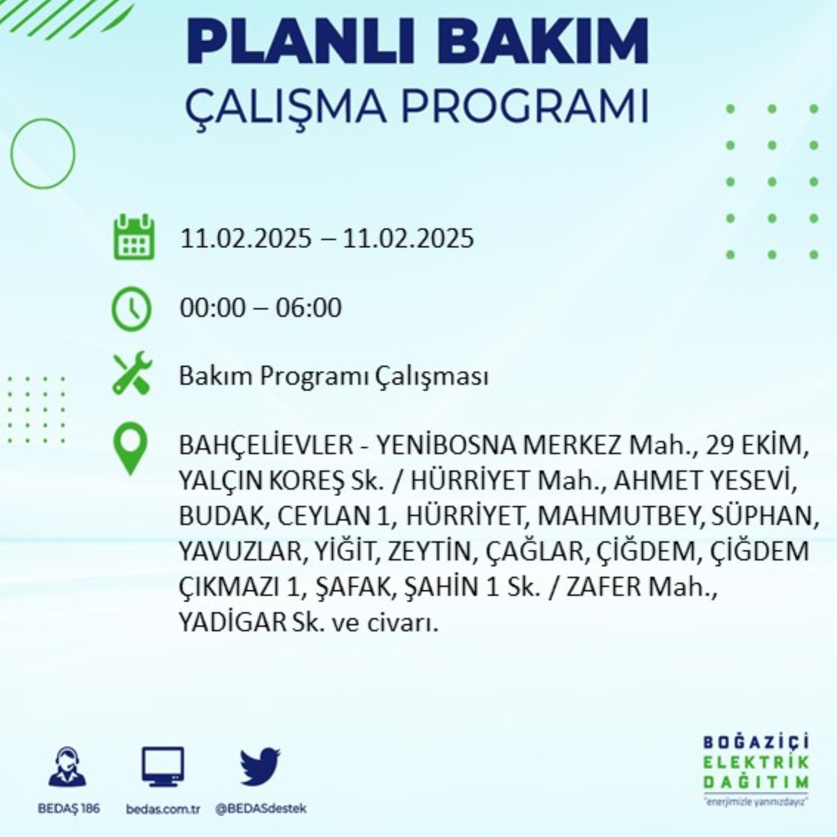 BEDAŞ açıkladı... İstanbul'da elektrik kesintisi: 11 Şubat'ta hangi mahalleler etkilenecek?