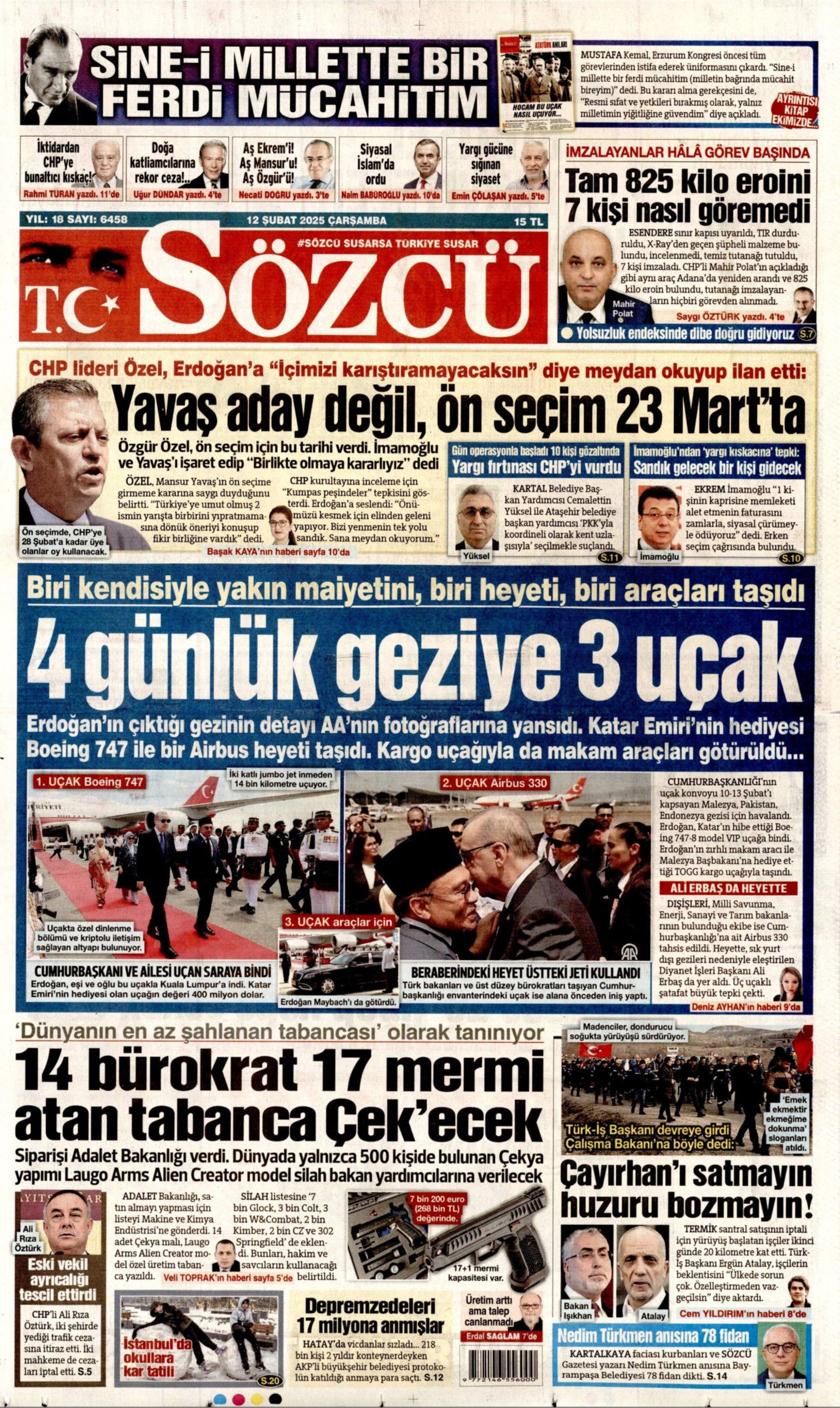 12 Şubat 2025 gazete manşetleri: CHP'ye yapılan şafak operasyonlarını gazeteler nasıl gördü?