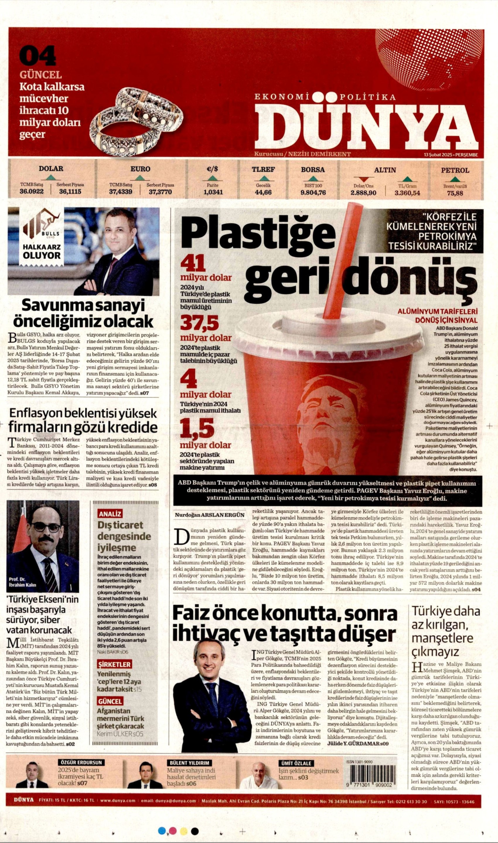 13 Şubat 2025 gazete manşetleri