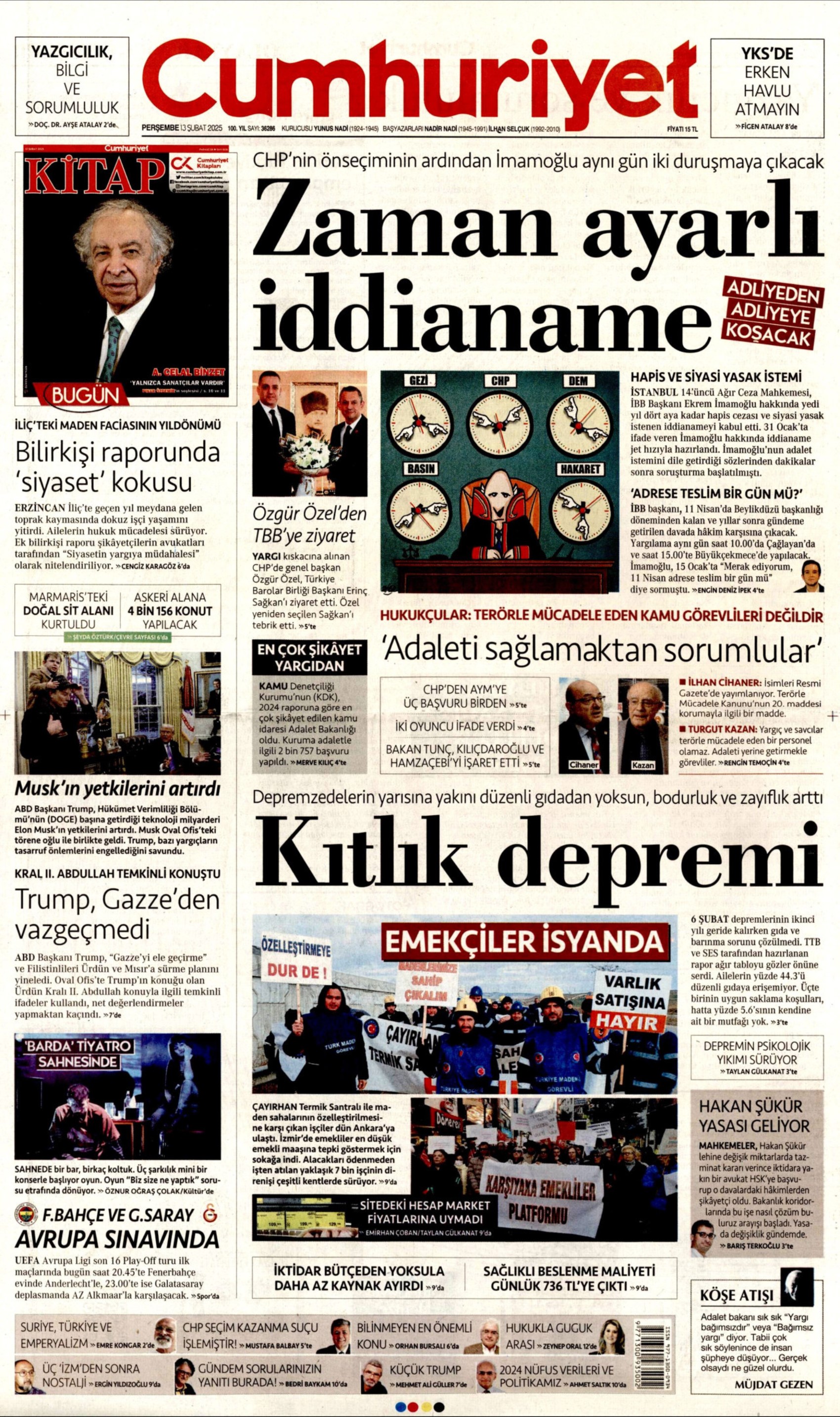 13 Şubat 2025 gazete manşetleri