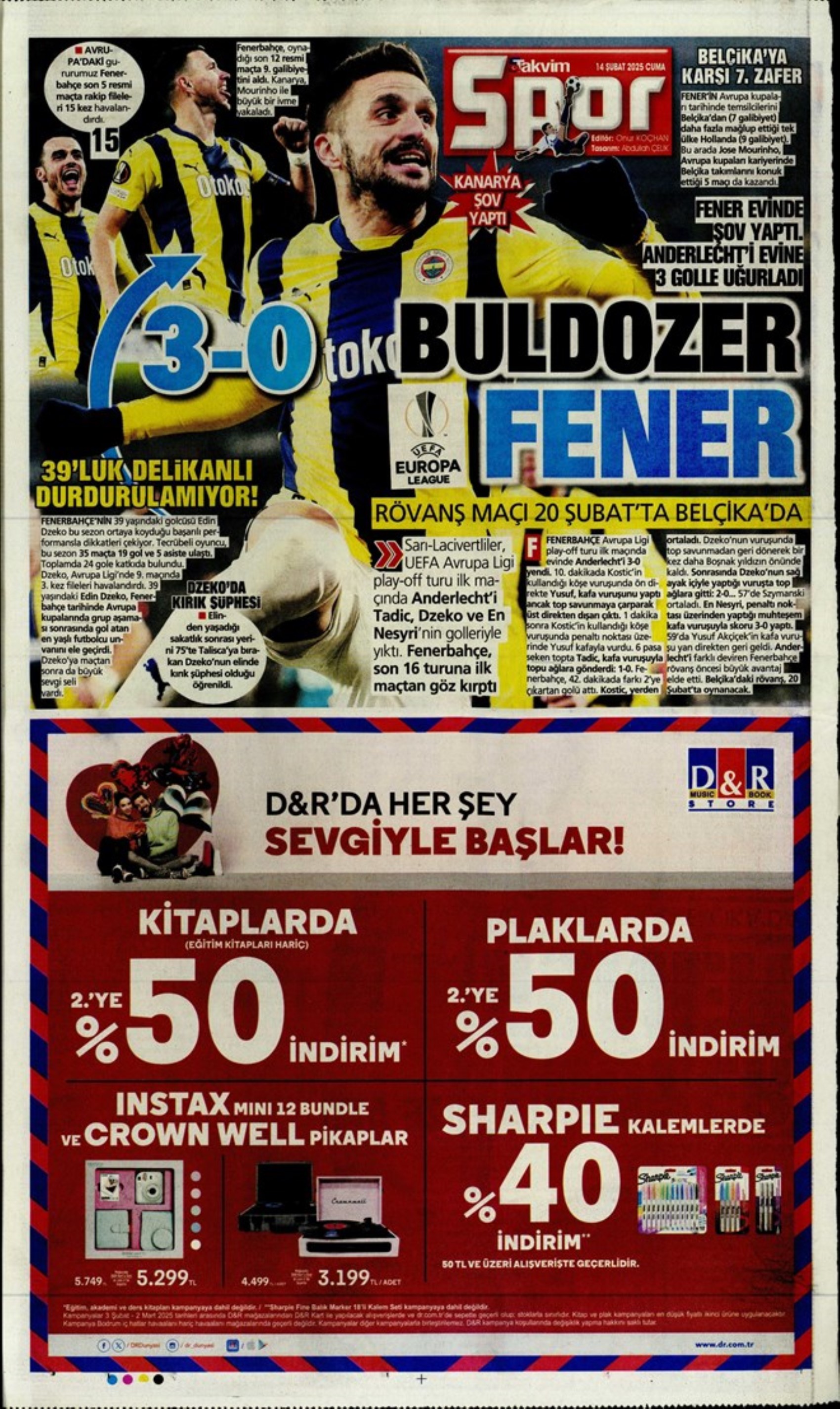 Sporda günün manşetleri... Fenerbahçe Anderlecht'i buldozer gibi geçti: Galatasaray Avrupa'da dağıldı