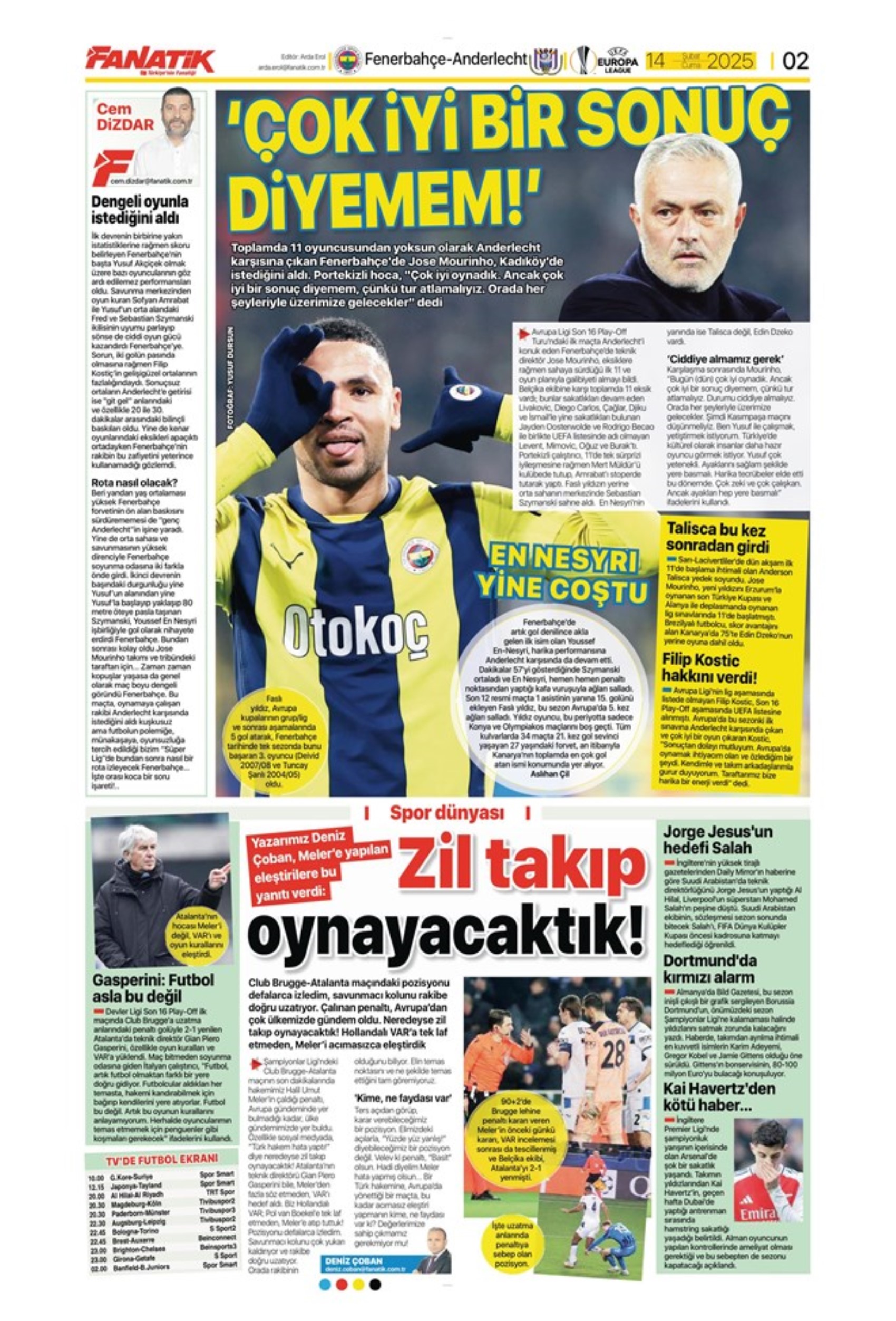 Sporda günün manşetleri... Fenerbahçe Anderlecht'i buldozer gibi geçti: Galatasaray Avrupa'da dağıldı