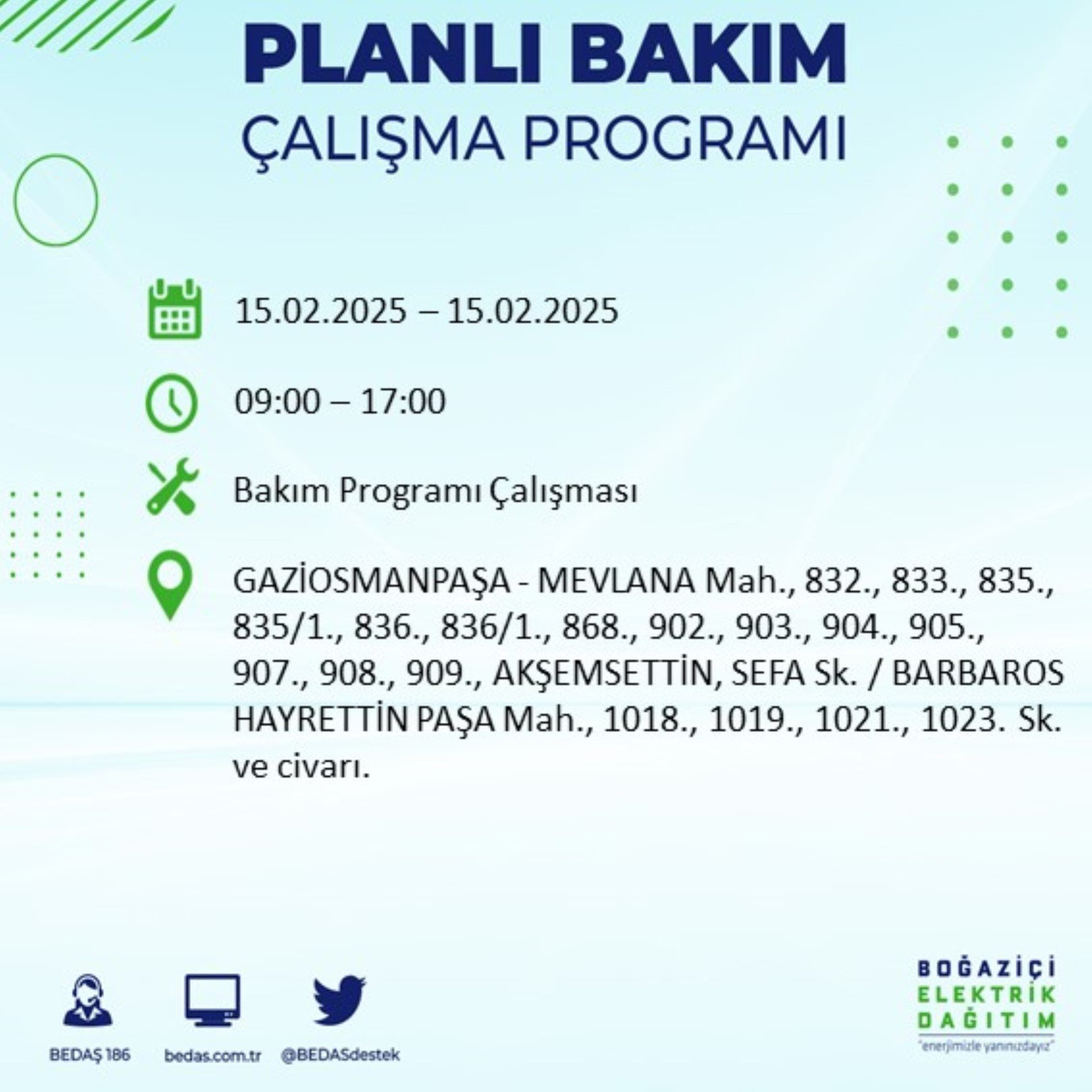 BEDAŞ açıkladı... İstanbul'da elektrik kesintisi: 15 Şubat'ta hangi mahalleler etkilenecek?