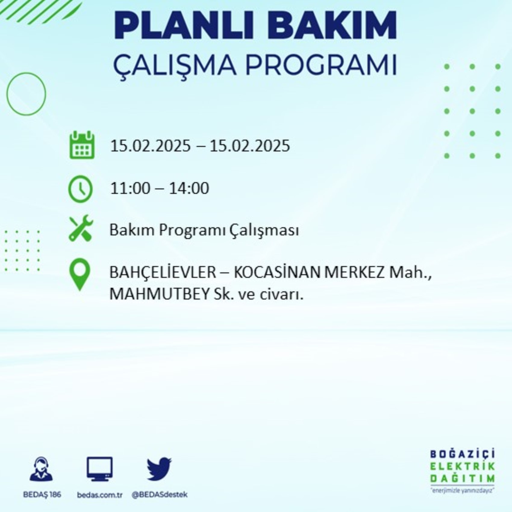 BEDAŞ açıkladı... İstanbul'da elektrik kesintisi: 15 Şubat'ta hangi mahalleler etkilenecek?