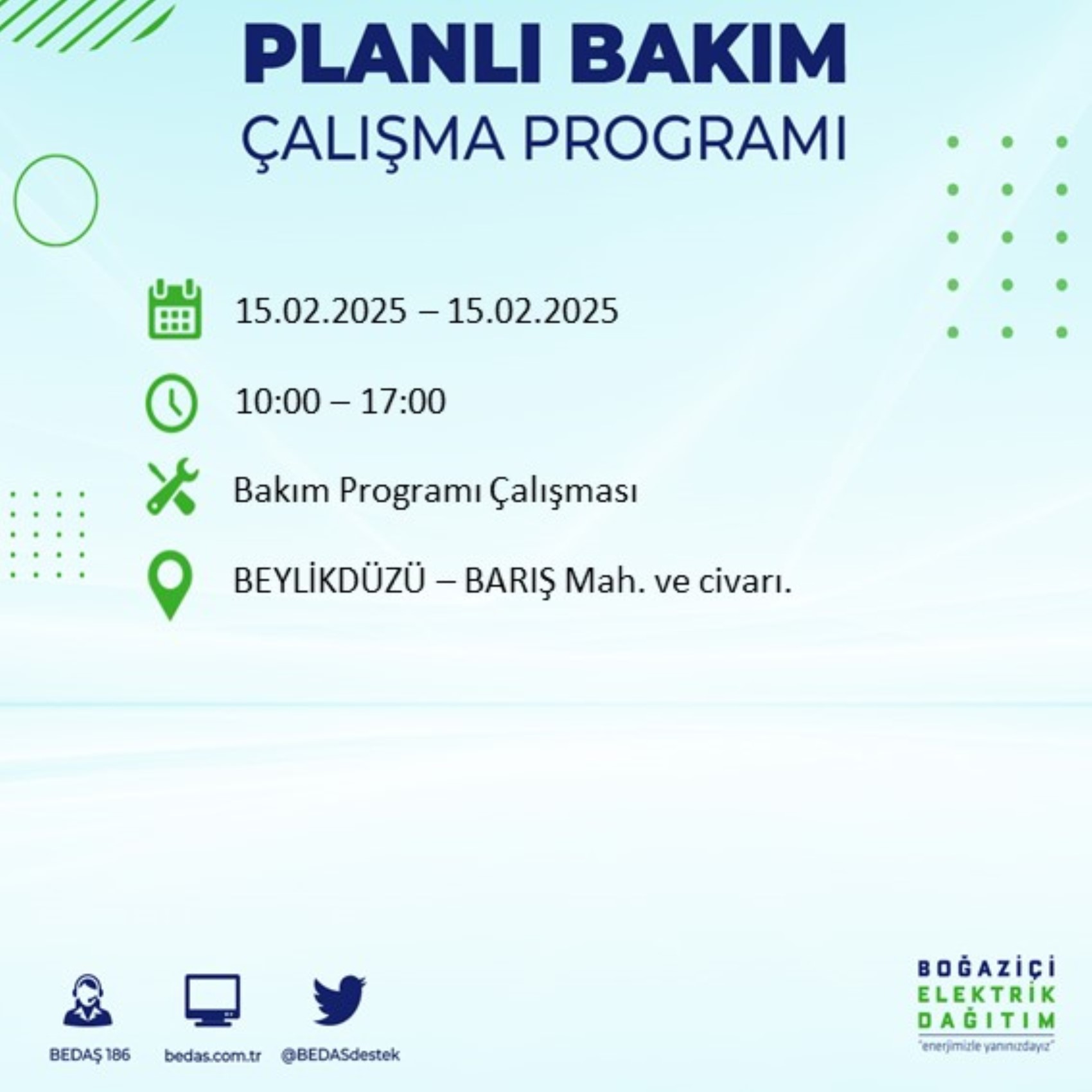 BEDAŞ açıkladı... İstanbul'da elektrik kesintisi: 15 Şubat'ta hangi mahalleler etkilenecek?