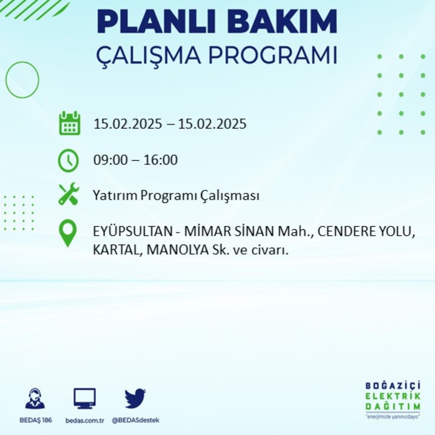 BEDAŞ açıkladı... İstanbul'da elektrik kesintisi: 15 Şubat'ta hangi mahalleler etkilenecek?