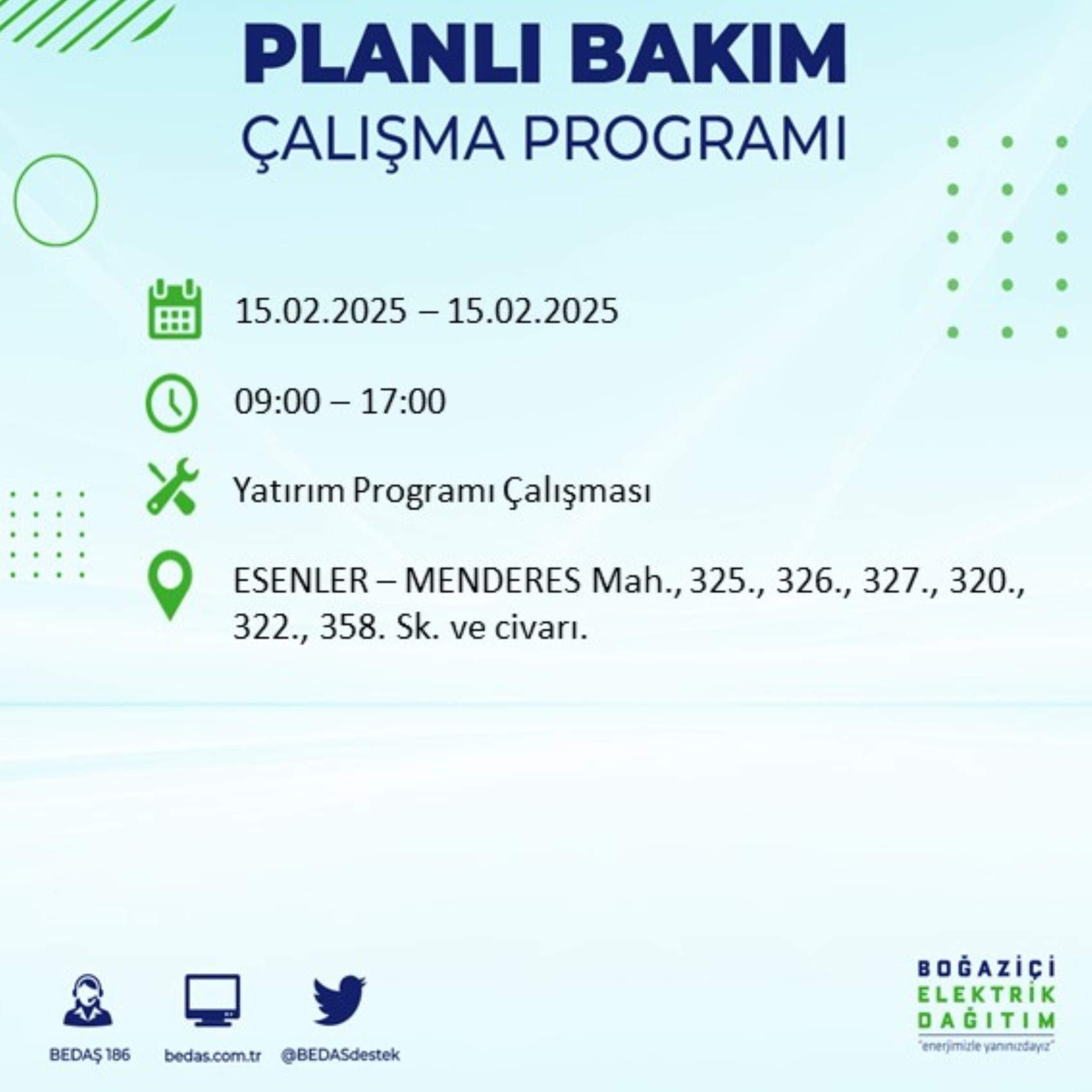 BEDAŞ açıkladı... İstanbul'da elektrik kesintisi: 15 Şubat'ta hangi mahalleler etkilenecek?