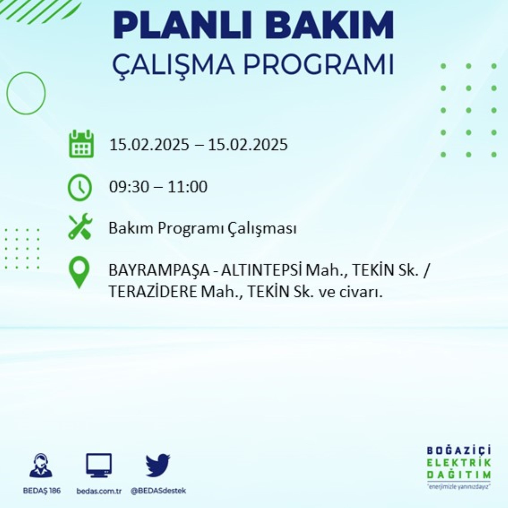 BEDAŞ açıkladı... İstanbul'da elektrik kesintisi: 15 Şubat'ta hangi mahalleler etkilenecek?