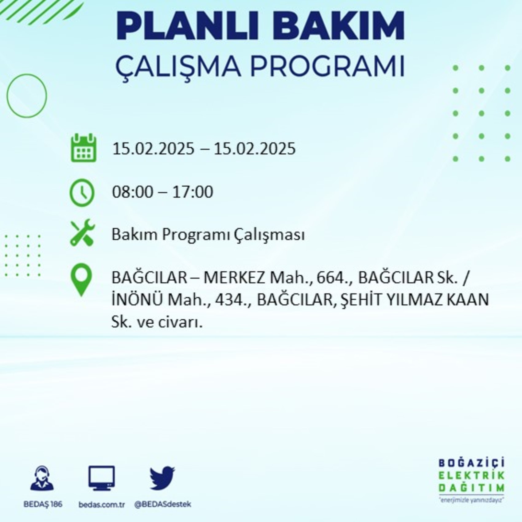 BEDAŞ açıkladı... İstanbul'da elektrik kesintisi: 15 Şubat'ta hangi mahalleler etkilenecek?