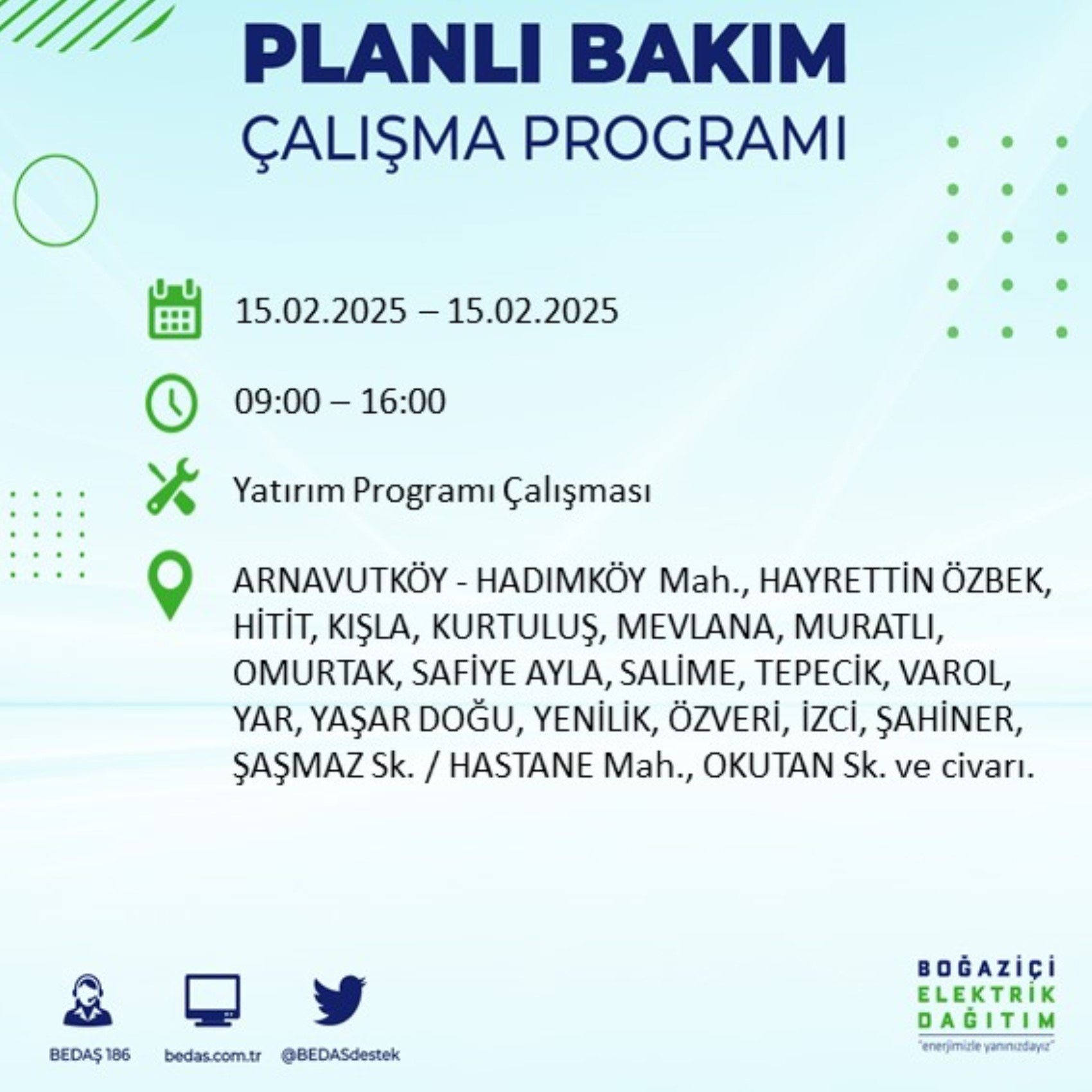 BEDAŞ açıkladı... İstanbul'da elektrik kesintisi: 15 Şubat'ta hangi mahalleler etkilenecek?