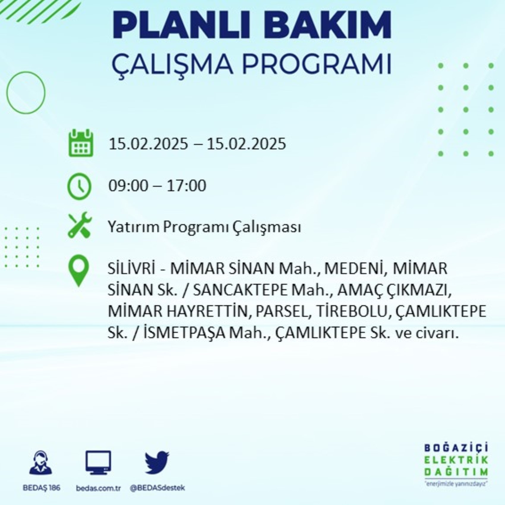 BEDAŞ açıkladı... İstanbul'da elektrik kesintisi: 15 Şubat'ta hangi mahalleler etkilenecek?