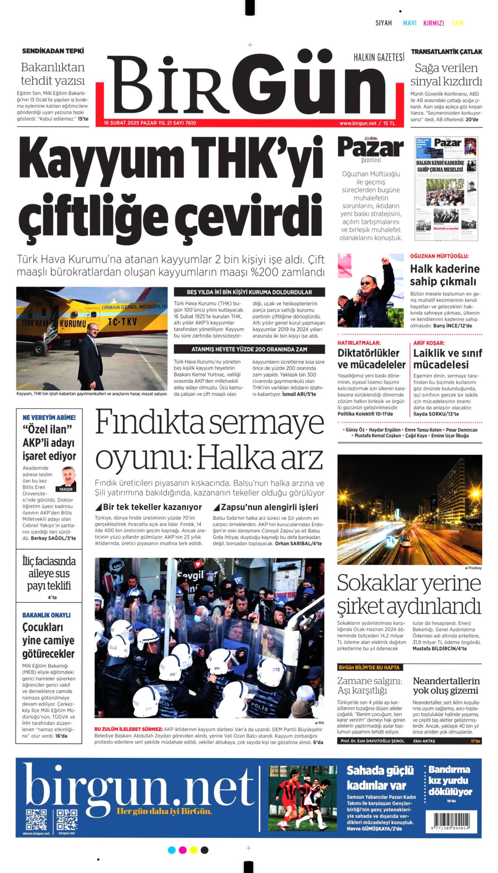 16 Şubat 2025 gazete manşetleri
