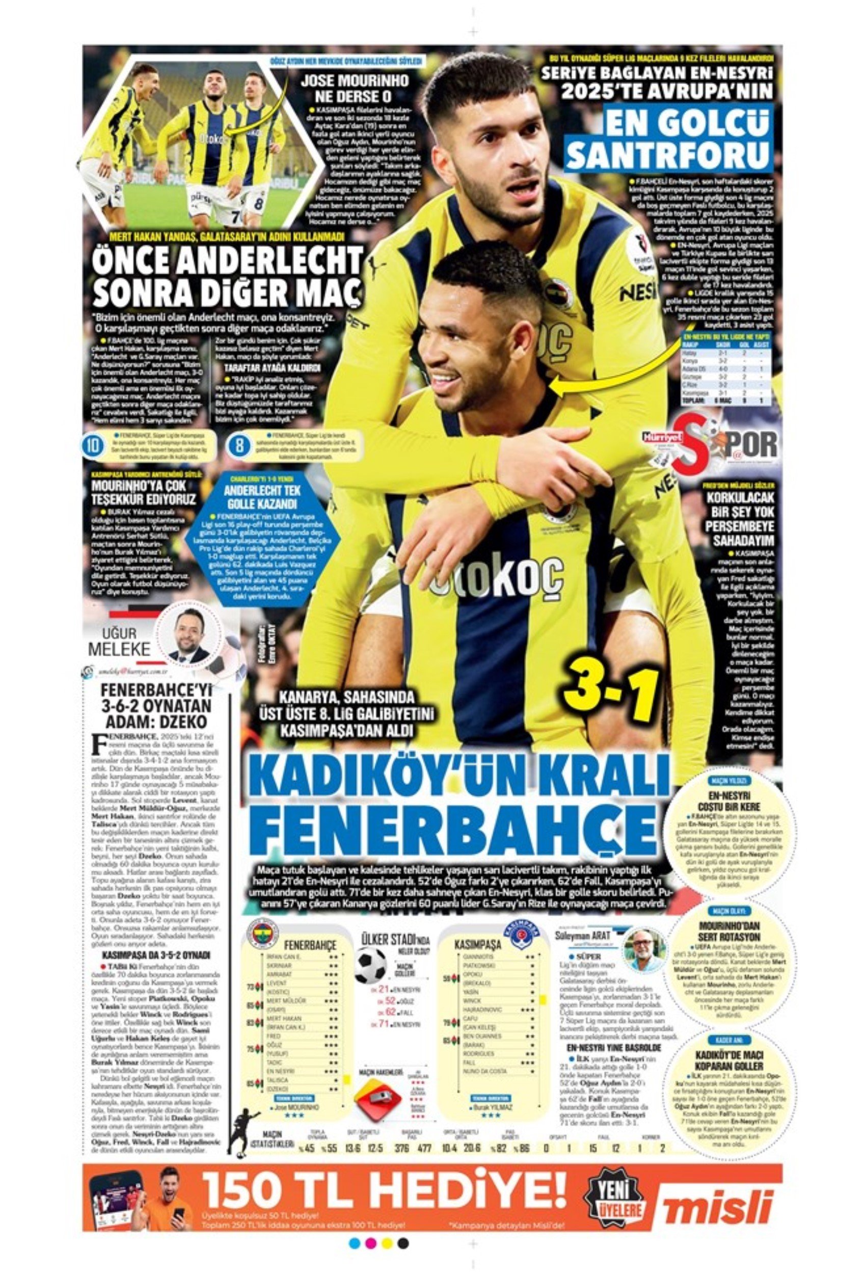 Sporda günün manşetleri... Fenerbahçe doludizgin: Okan Buruk'tan derbi öncesi revizyon kararı