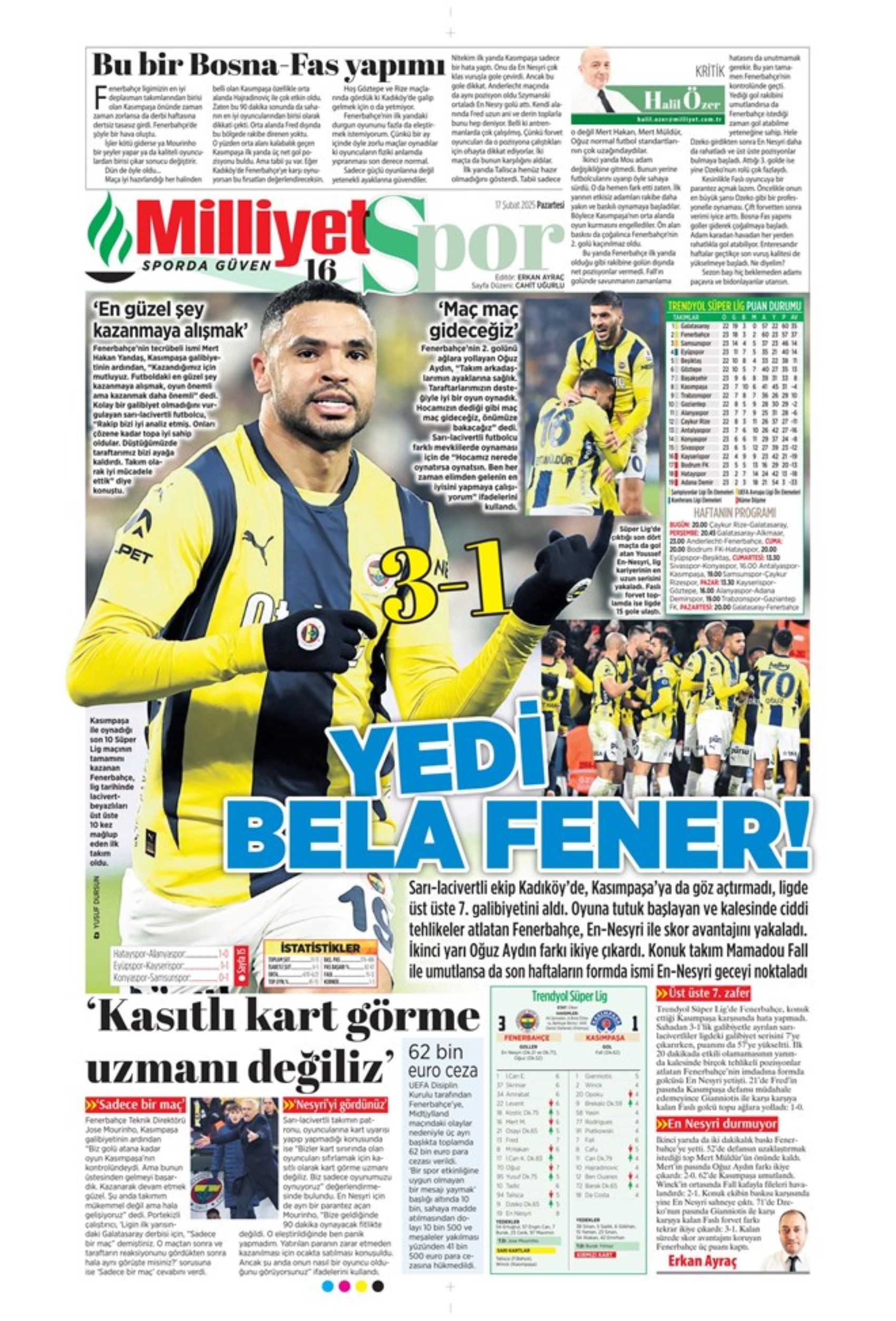 Sporda günün manşetleri... Fenerbahçe doludizgin: Okan Buruk'tan derbi öncesi revizyon kararı