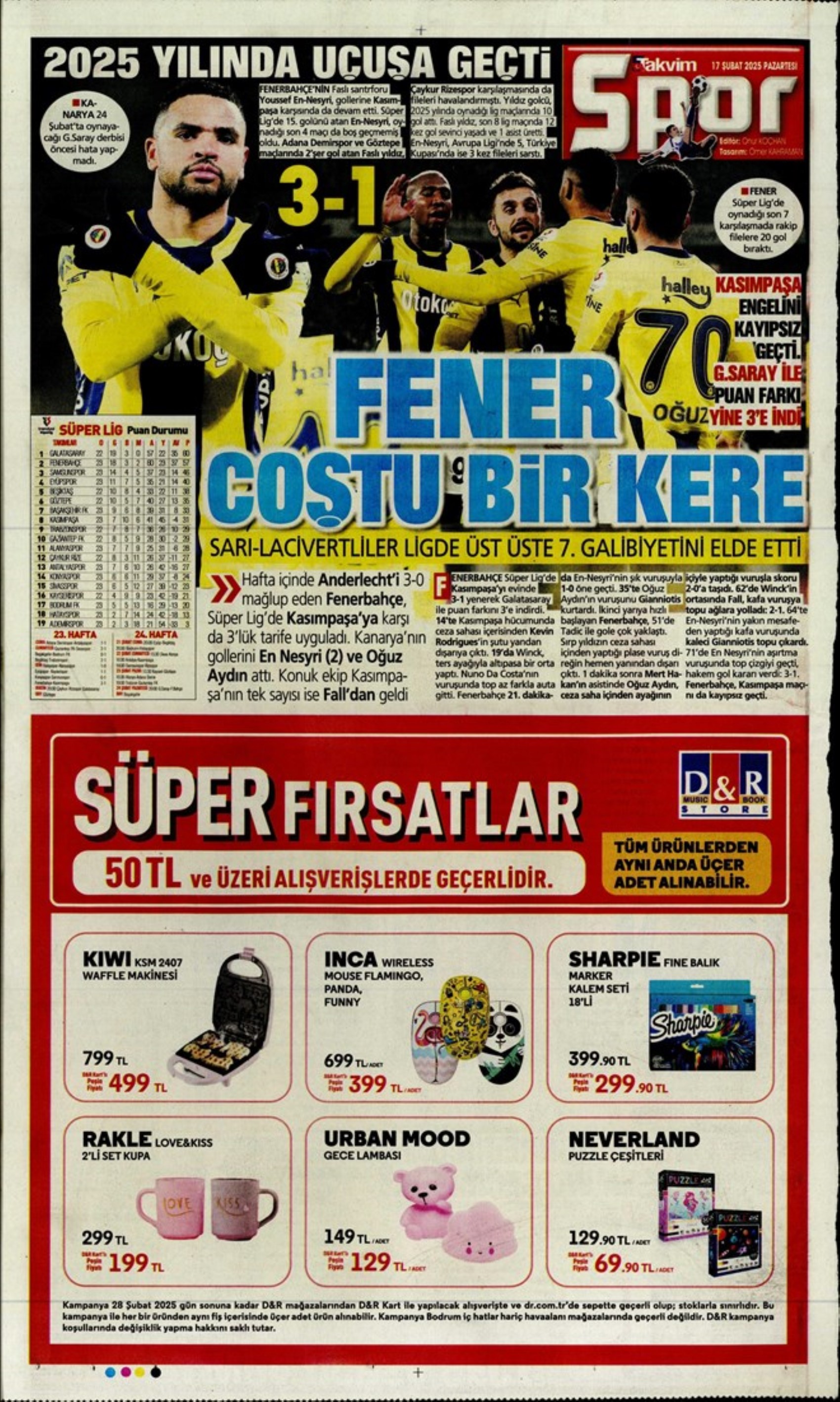 Sporda günün manşetleri... Fenerbahçe doludizgin: Okan Buruk'tan derbi öncesi revizyon kararı