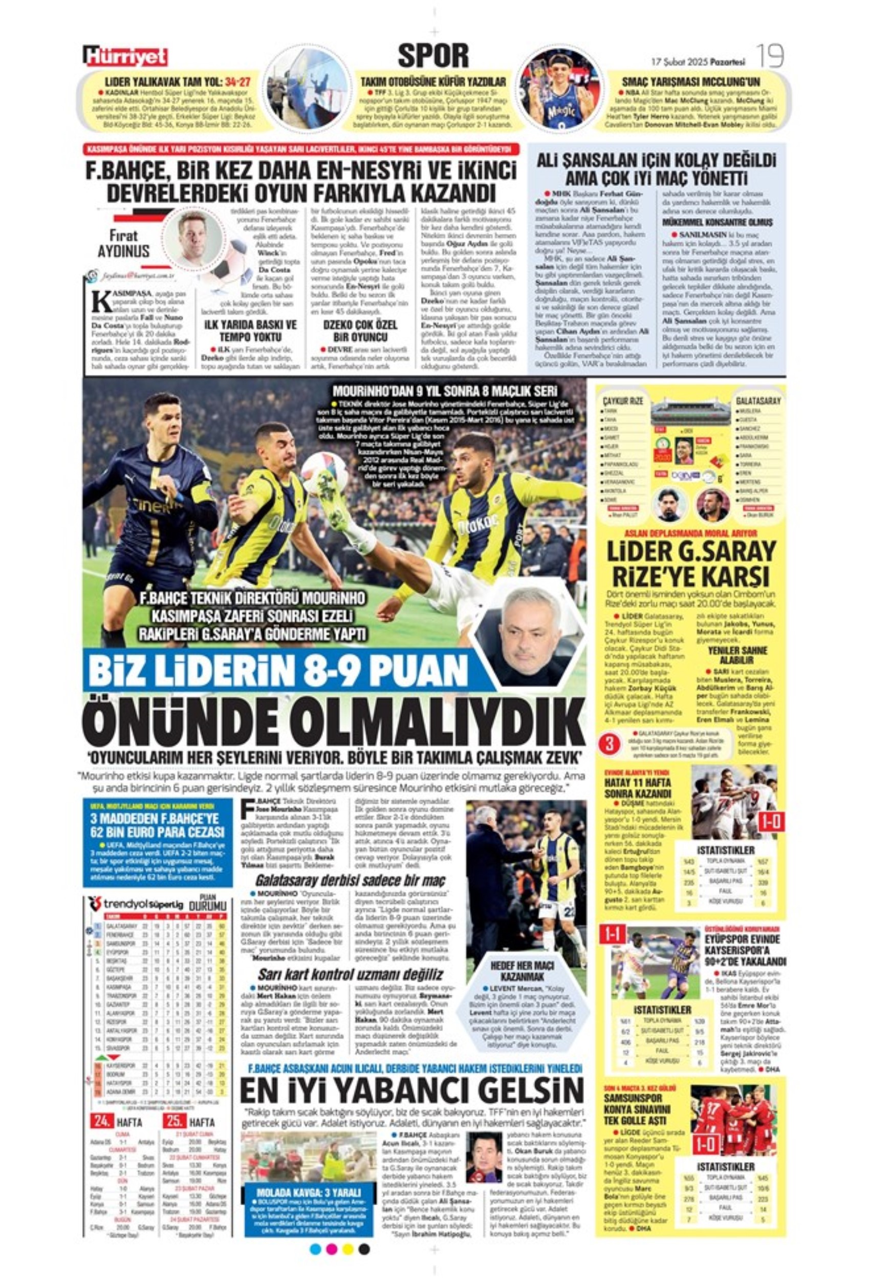 Sporda günün manşetleri... Fenerbahçe doludizgin: Okan Buruk'tan derbi öncesi revizyon kararı