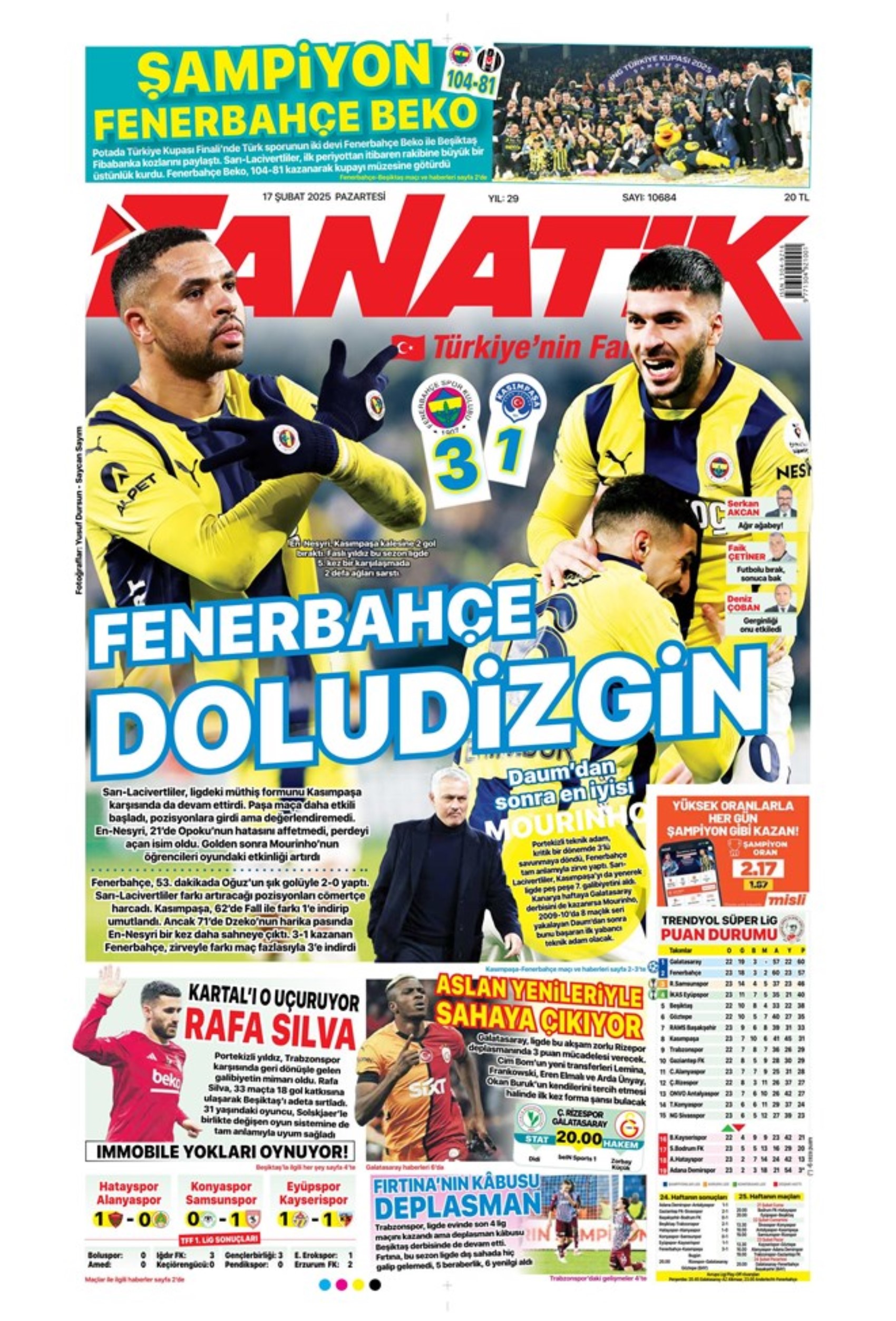 Sporda günün manşetleri... Fenerbahçe doludizgin: Okan Buruk'tan derbi öncesi revizyon kararı