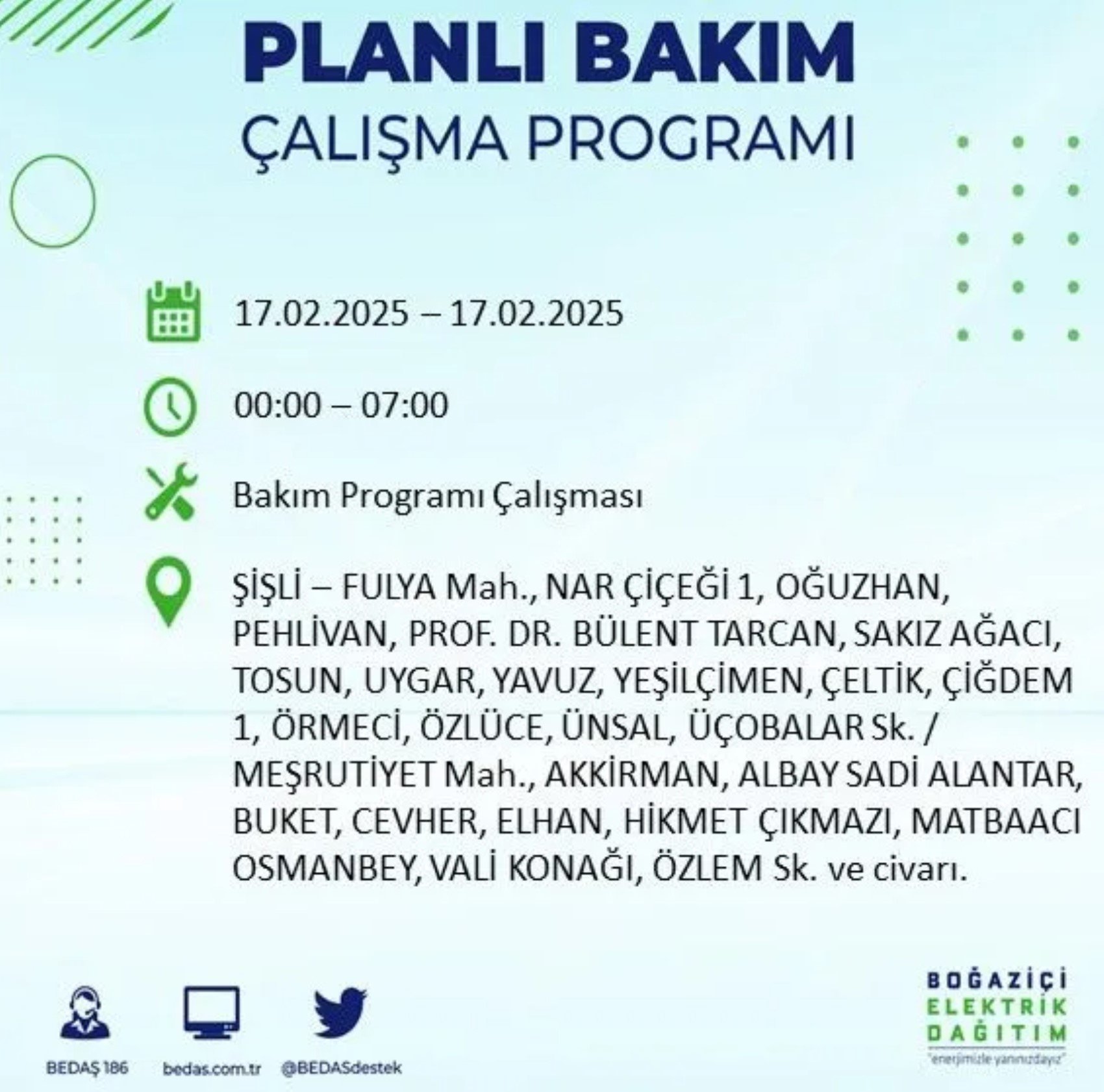 BEDAŞ açıkladı... İstanbul'da elektrik kesintisi: 17 Şubat'ta hangi mahalleler etkilenecek?