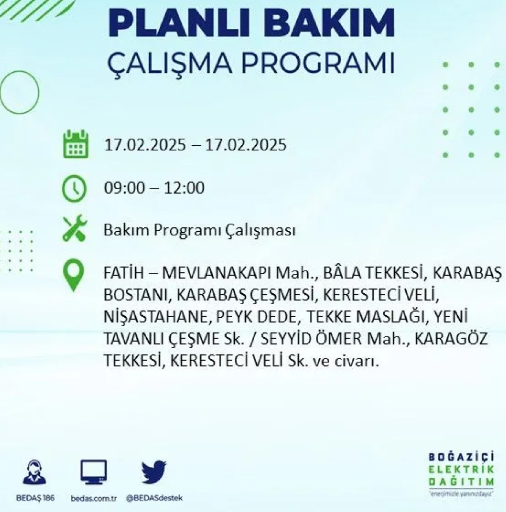 BEDAŞ açıkladı... İstanbul'da elektrik kesintisi: 17 Şubat'ta hangi mahalleler etkilenecek?