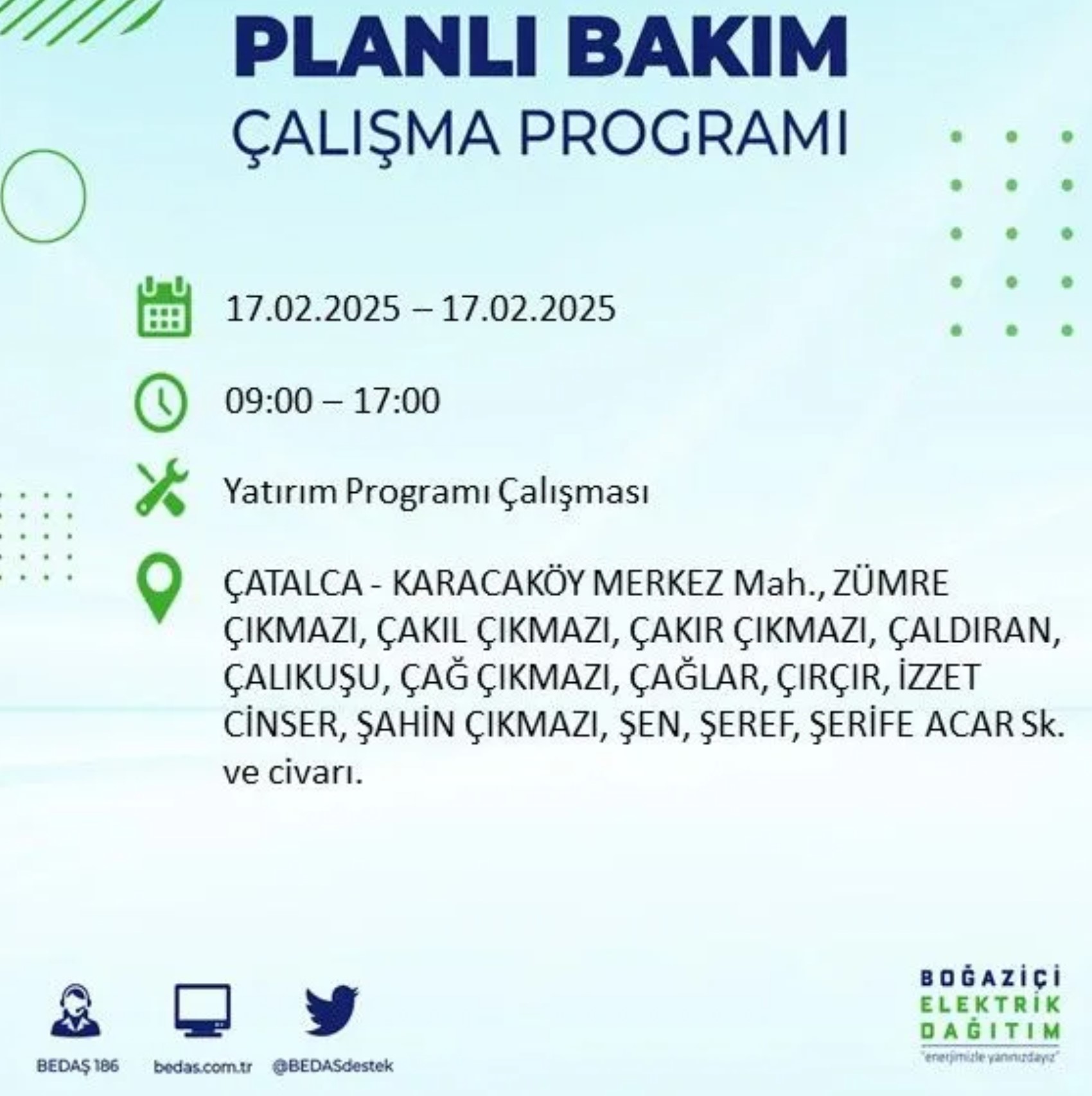 BEDAŞ açıkladı... İstanbul'da elektrik kesintisi: 17 Şubat'ta hangi mahalleler etkilenecek?