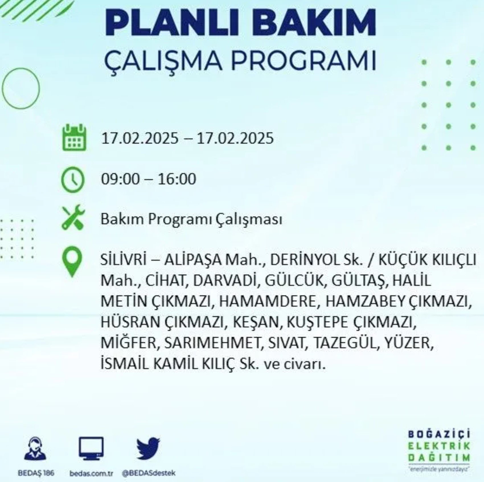 BEDAŞ açıkladı... İstanbul'da elektrik kesintisi: 17 Şubat'ta hangi mahalleler etkilenecek?