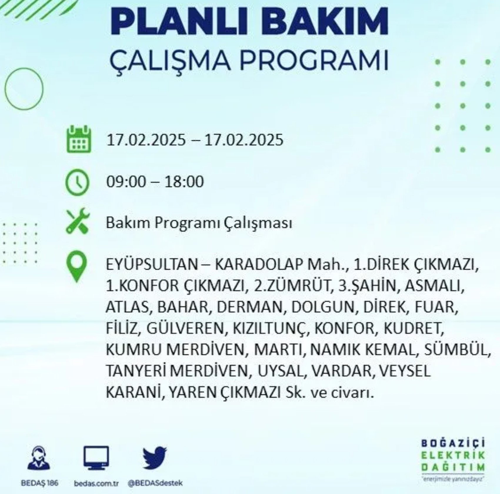 BEDAŞ açıkladı... İstanbul'da elektrik kesintisi: 17 Şubat'ta hangi mahalleler etkilenecek?