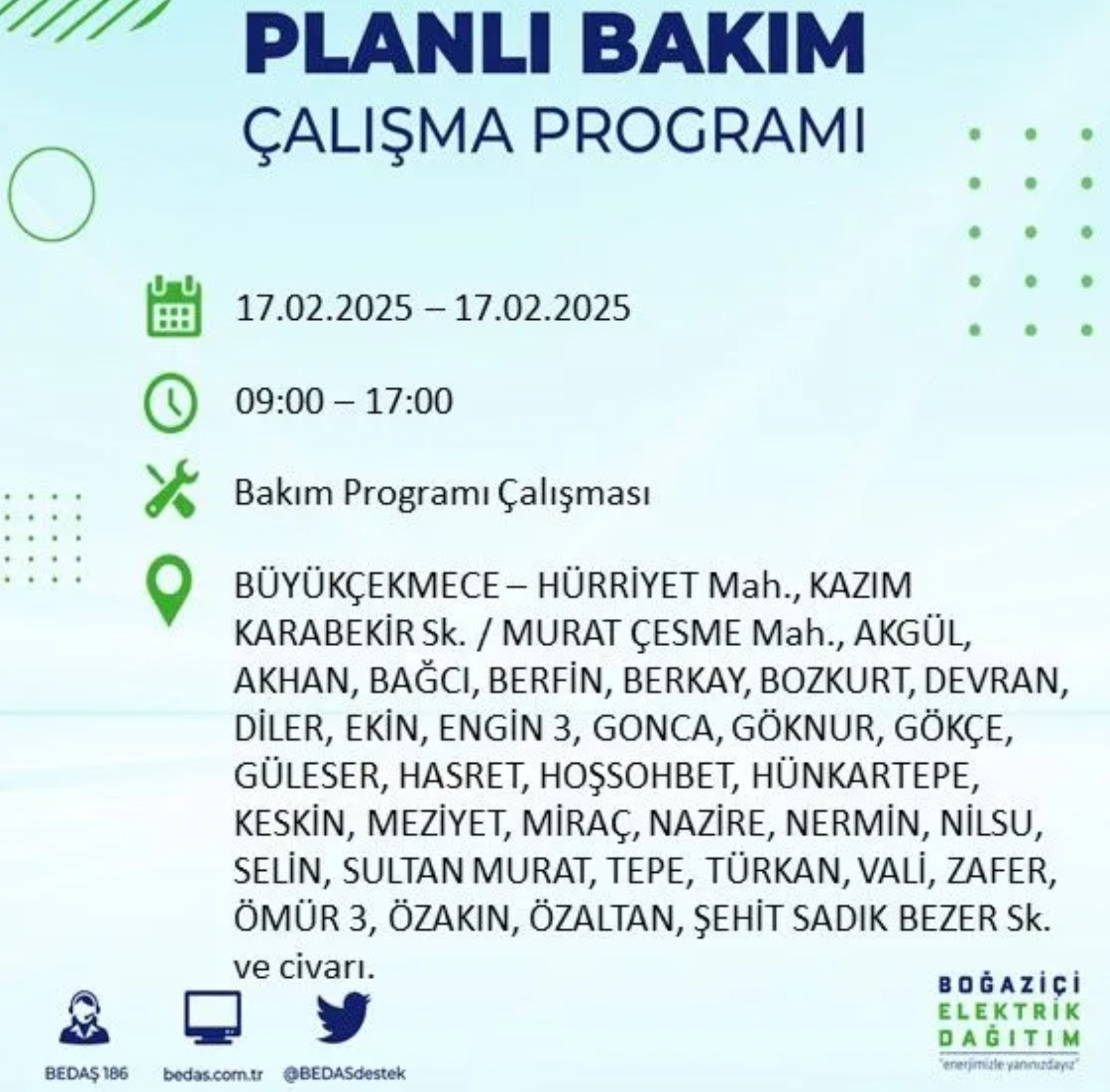 BEDAŞ açıkladı... İstanbul'da elektrik kesintisi: 17 Şubat'ta hangi mahalleler etkilenecek?