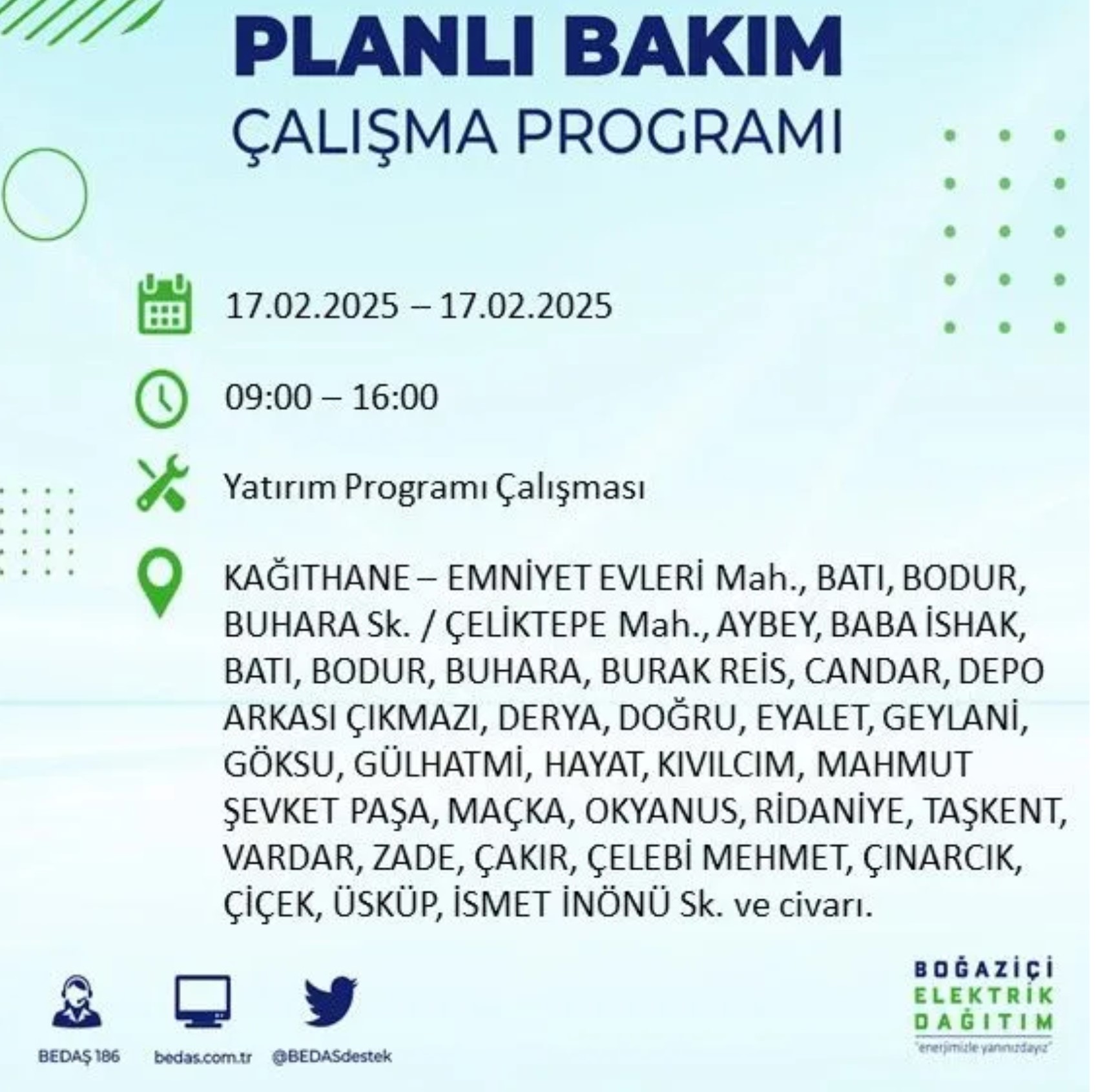 BEDAŞ açıkladı... İstanbul'da elektrik kesintisi: 17 Şubat'ta hangi mahalleler etkilenecek?