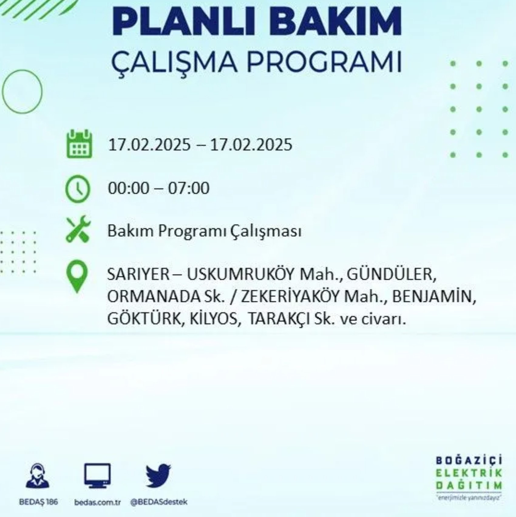 BEDAŞ açıkladı... İstanbul'da elektrik kesintisi: 17 Şubat'ta hangi mahalleler etkilenecek?