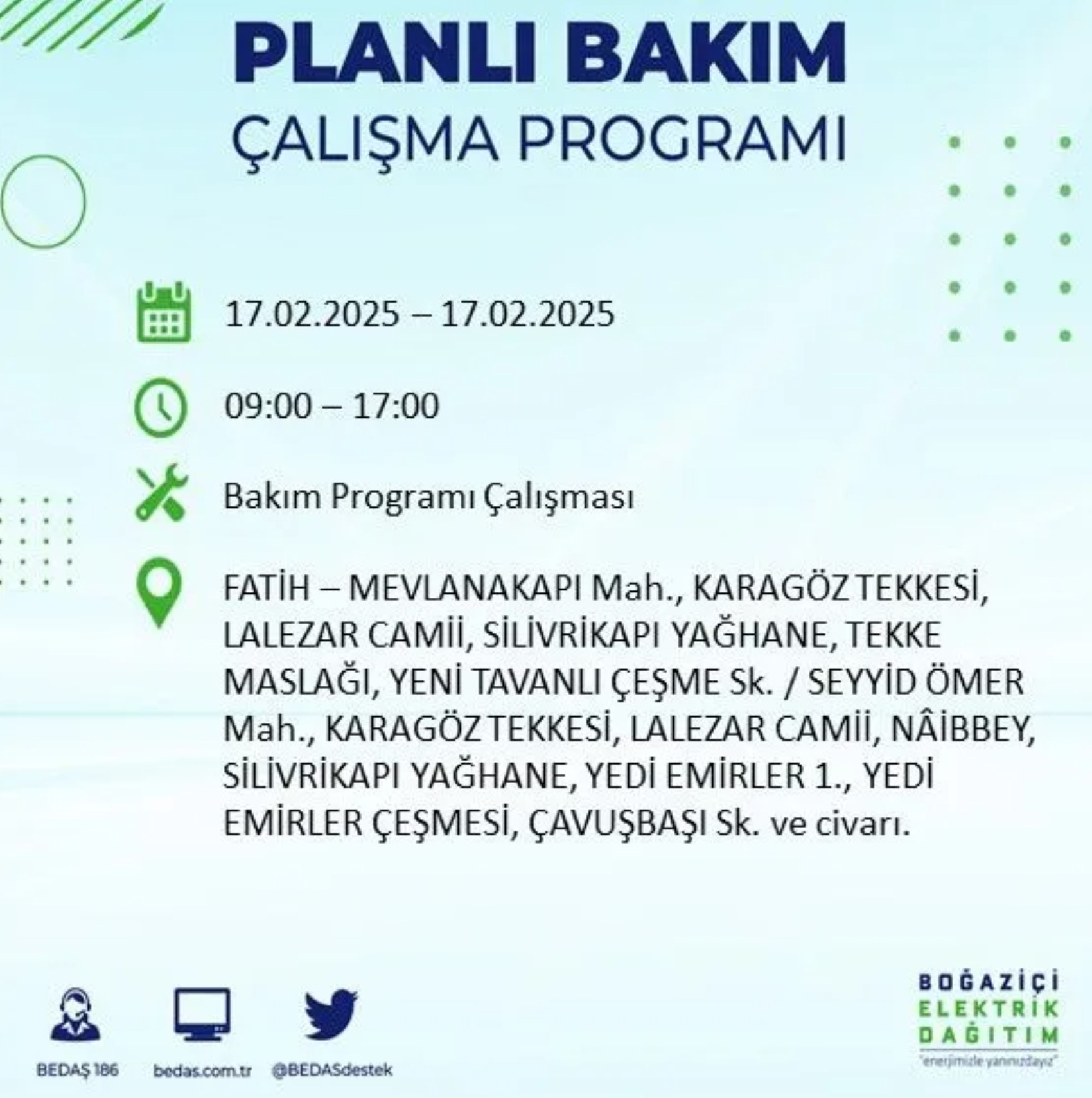 BEDAŞ açıkladı... İstanbul'da elektrik kesintisi: 17 Şubat'ta hangi mahalleler etkilenecek?