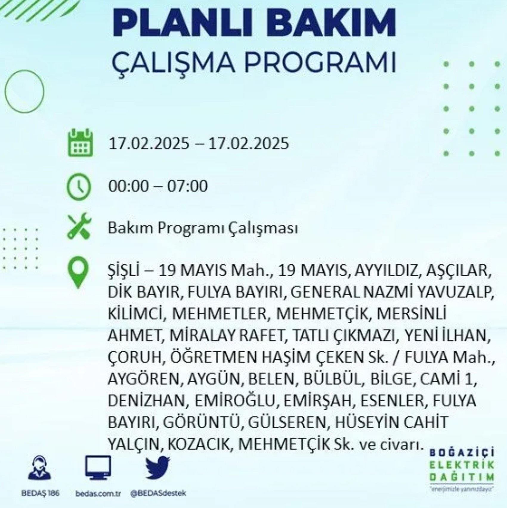 BEDAŞ açıkladı... İstanbul'da elektrik kesintisi: 17 Şubat'ta hangi mahalleler etkilenecek?