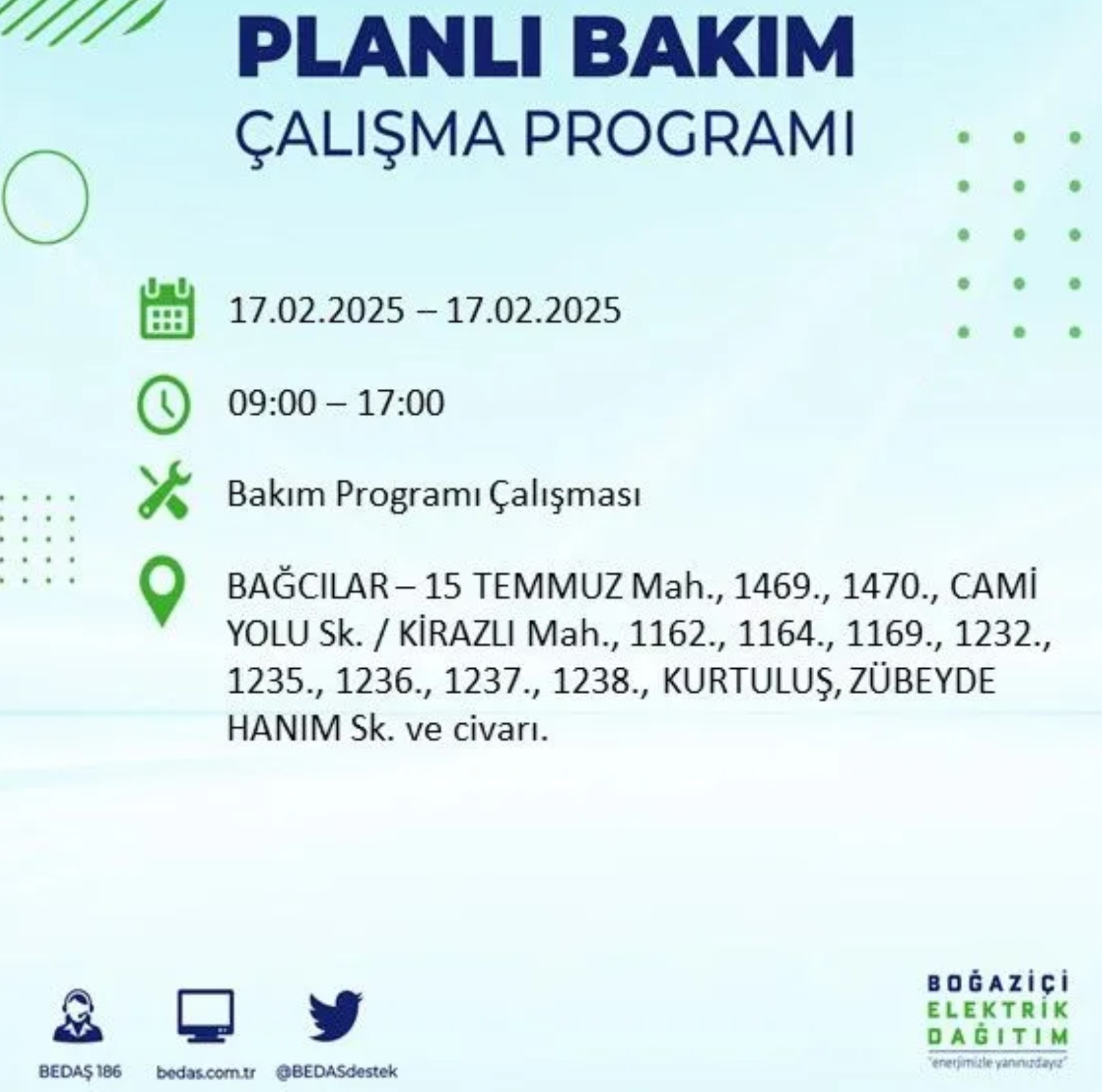 BEDAŞ açıkladı... İstanbul'da elektrik kesintisi: 17 Şubat'ta hangi mahalleler etkilenecek?