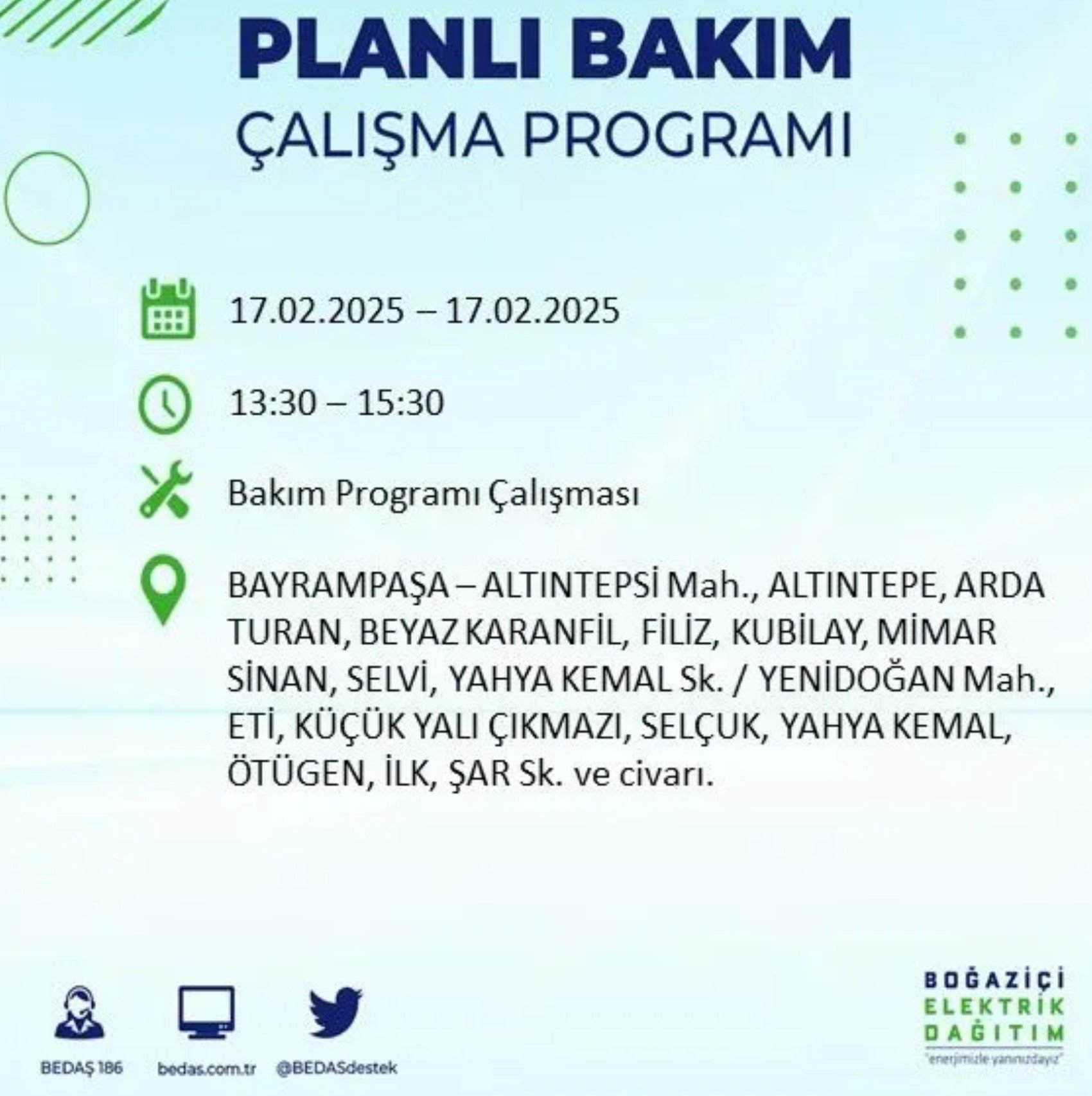 BEDAŞ açıkladı... İstanbul'da elektrik kesintisi: 17 Şubat'ta hangi mahalleler etkilenecek?