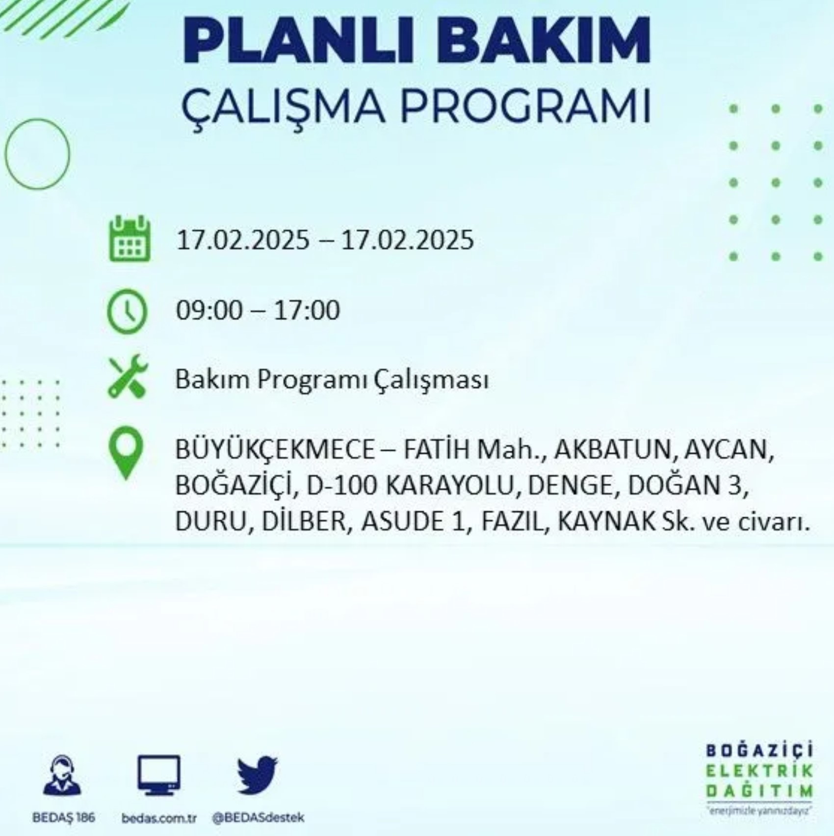 BEDAŞ açıkladı... İstanbul'da elektrik kesintisi: 17 Şubat'ta hangi mahalleler etkilenecek?