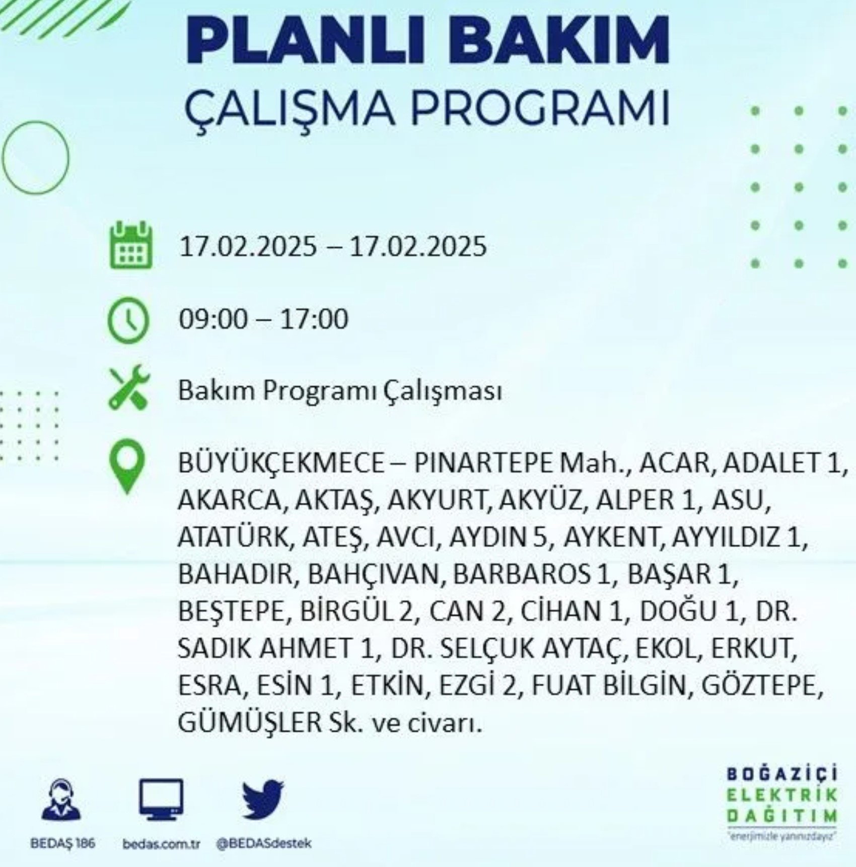 BEDAŞ açıkladı... İstanbul'da elektrik kesintisi: 17 Şubat'ta hangi mahalleler etkilenecek?