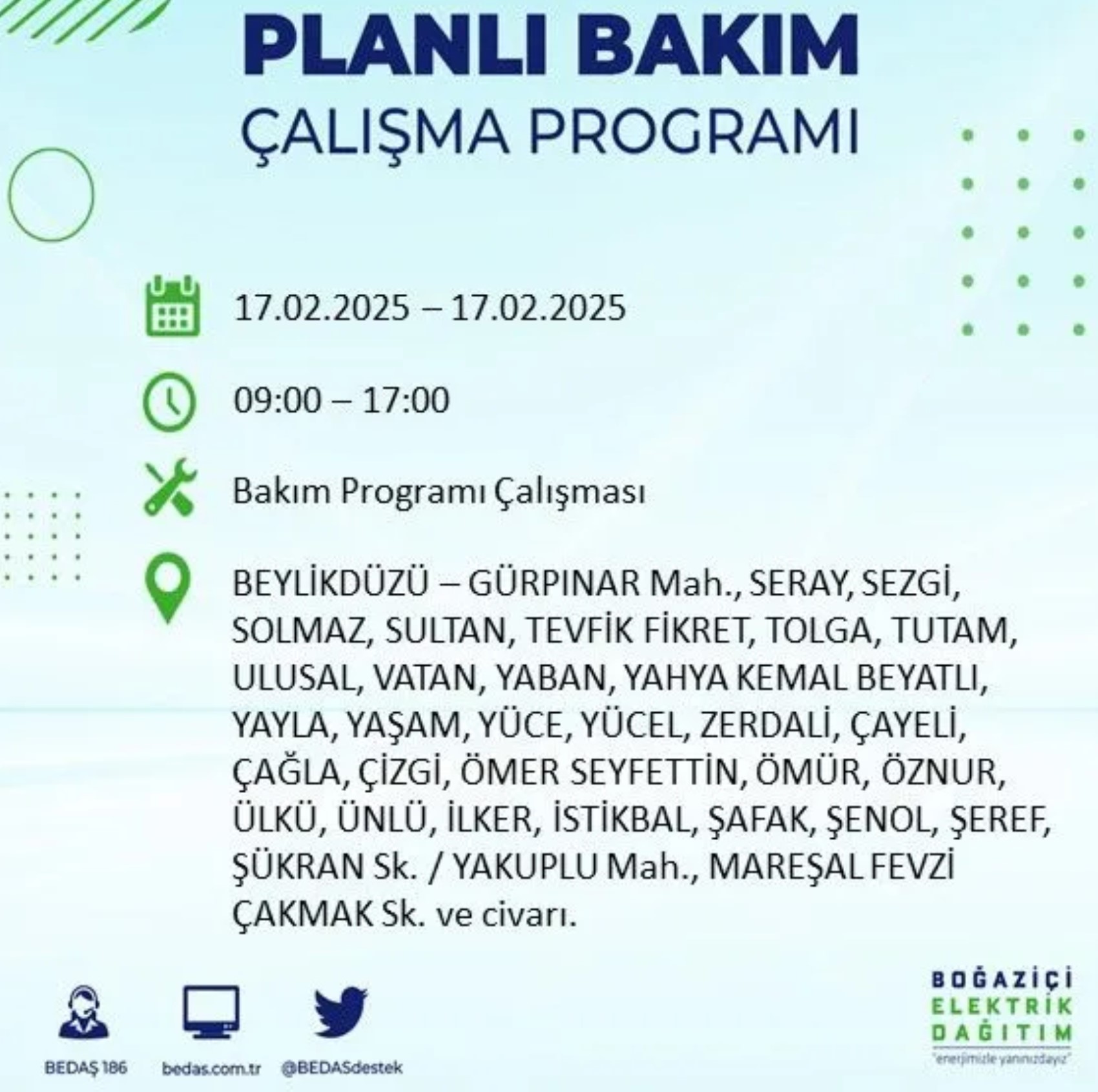 BEDAŞ açıkladı... İstanbul'da elektrik kesintisi: 17 Şubat'ta hangi mahalleler etkilenecek?