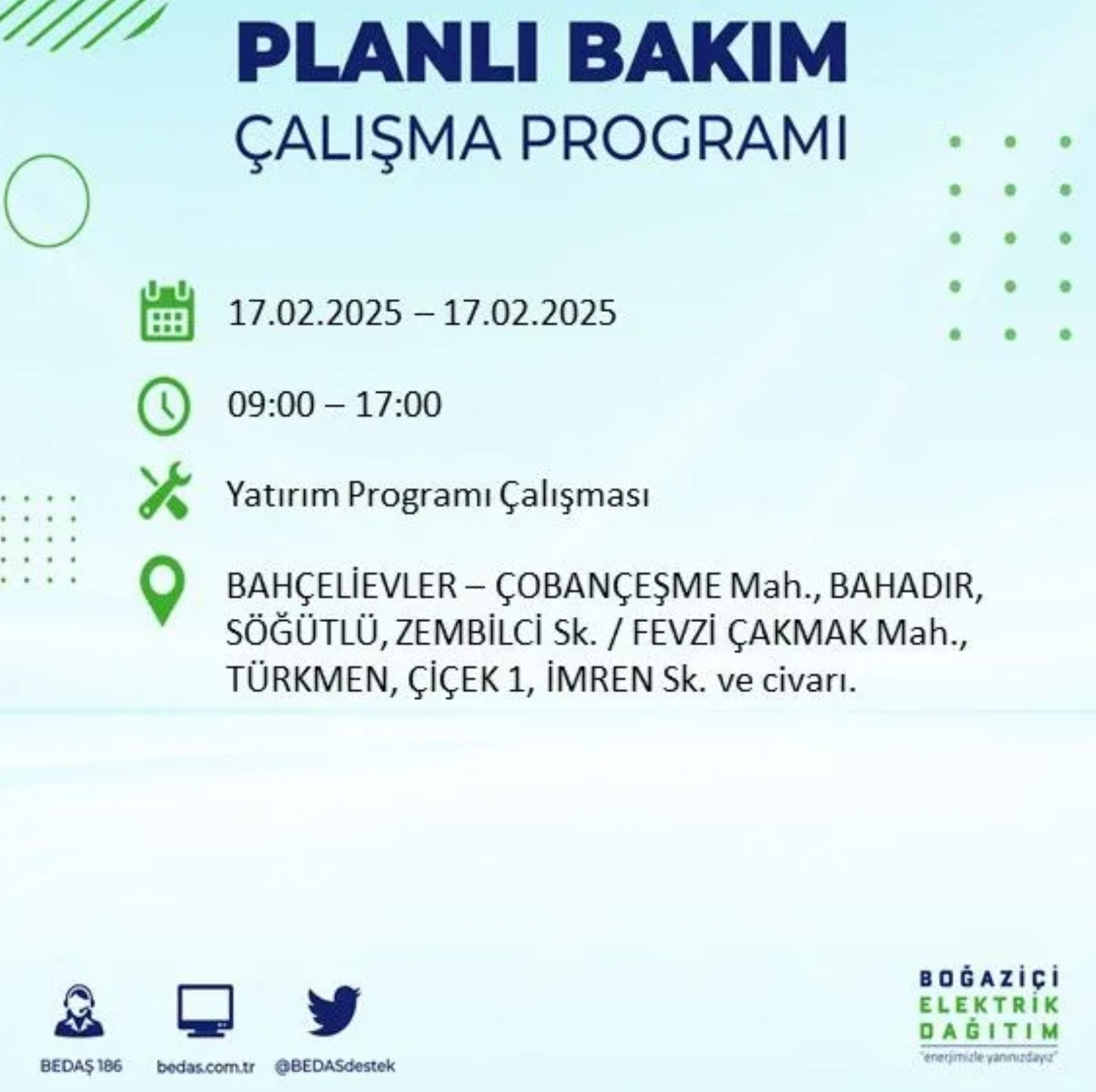 BEDAŞ açıkladı... İstanbul'da elektrik kesintisi: 17 Şubat'ta hangi mahalleler etkilenecek?