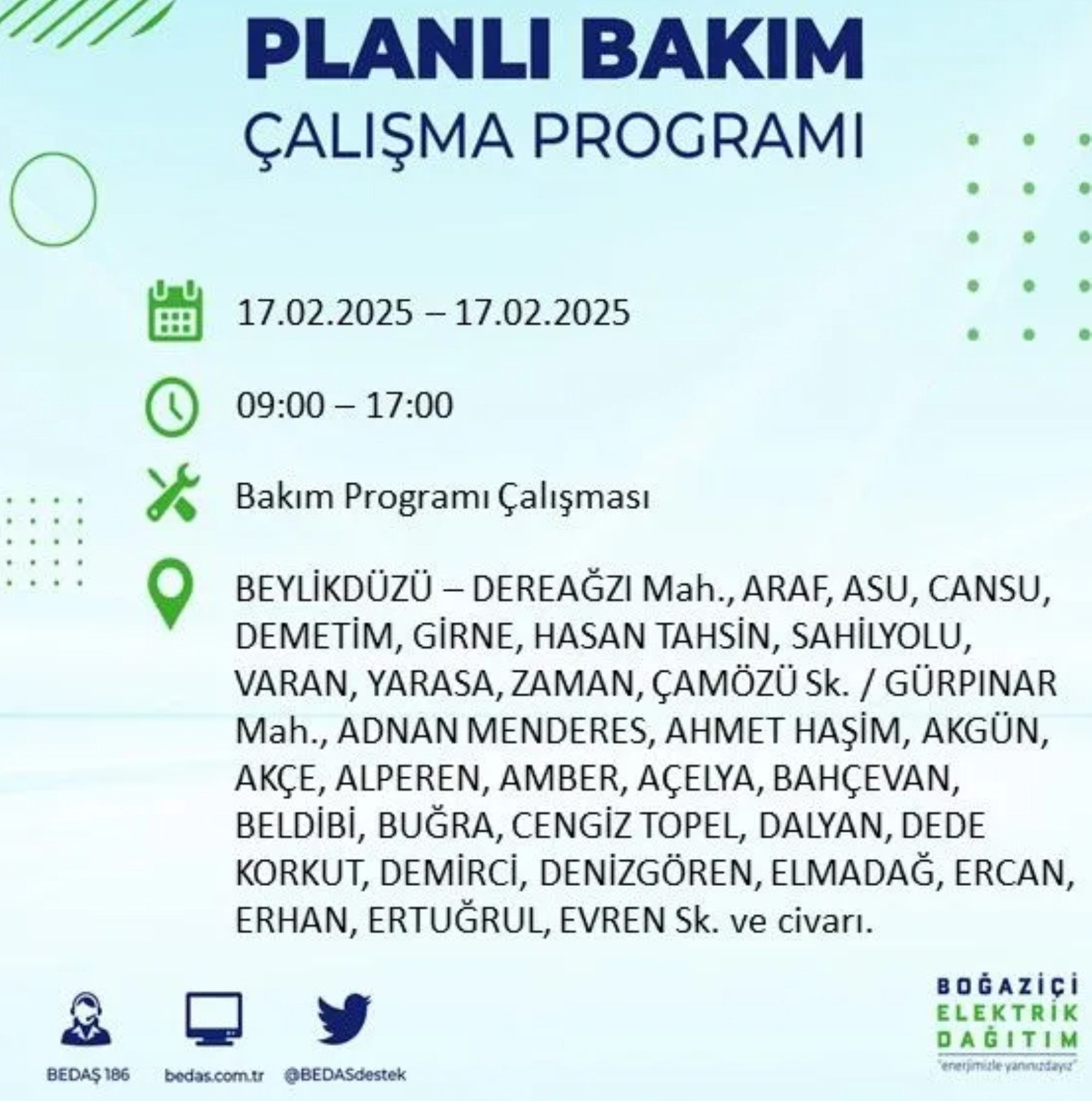 BEDAŞ açıkladı... İstanbul'da elektrik kesintisi: 17 Şubat'ta hangi mahalleler etkilenecek?