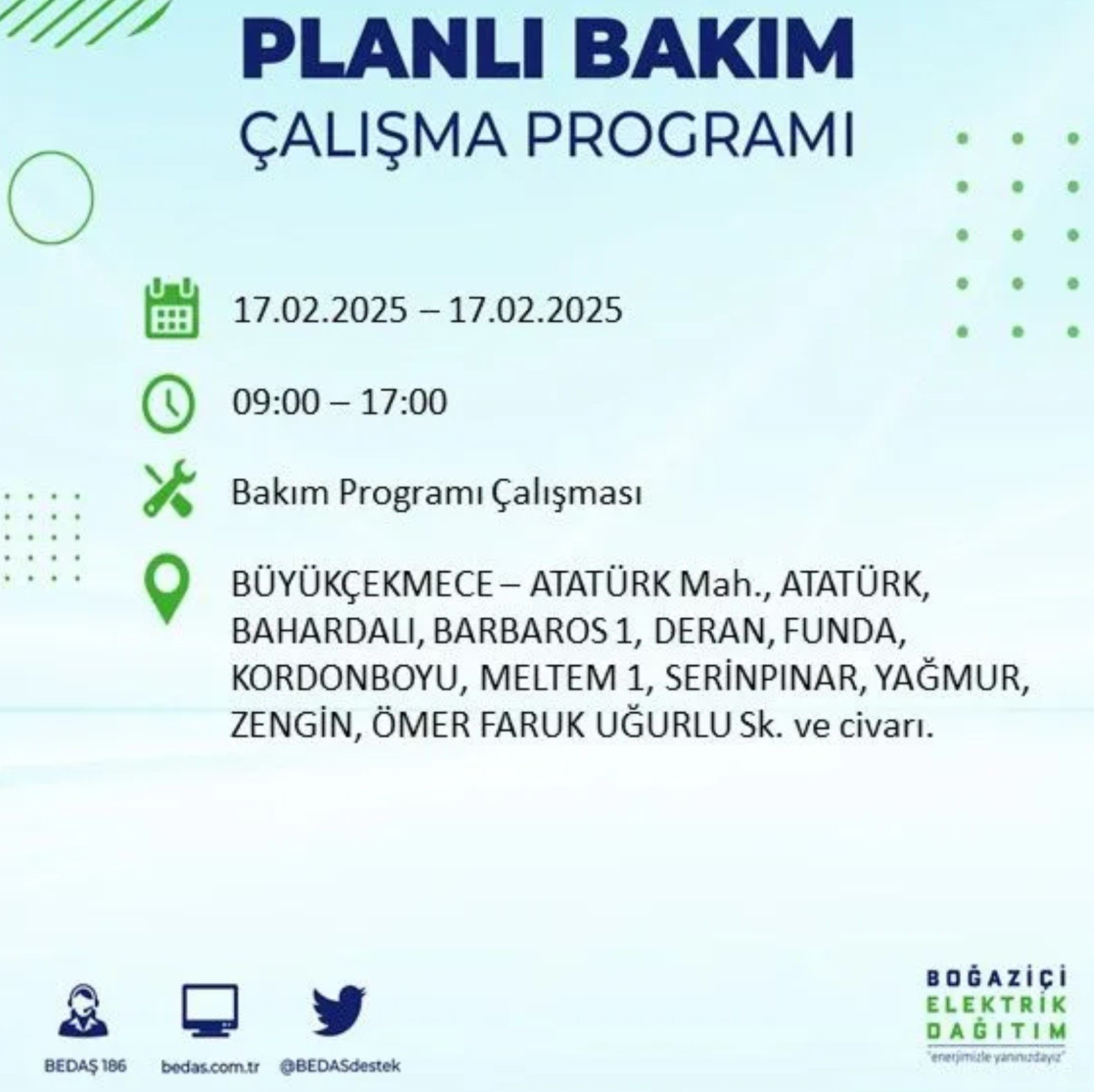 BEDAŞ açıkladı... İstanbul'da elektrik kesintisi: 17 Şubat'ta hangi mahalleler etkilenecek?