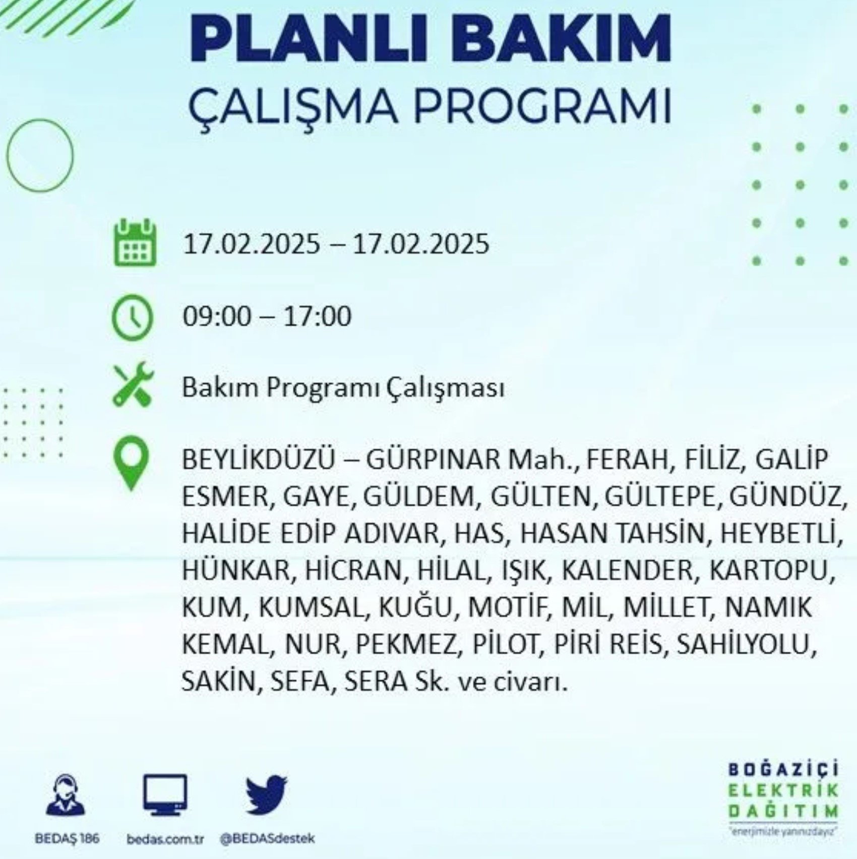 BEDAŞ açıkladı... İstanbul'da elektrik kesintisi: 17 Şubat'ta hangi mahalleler etkilenecek?