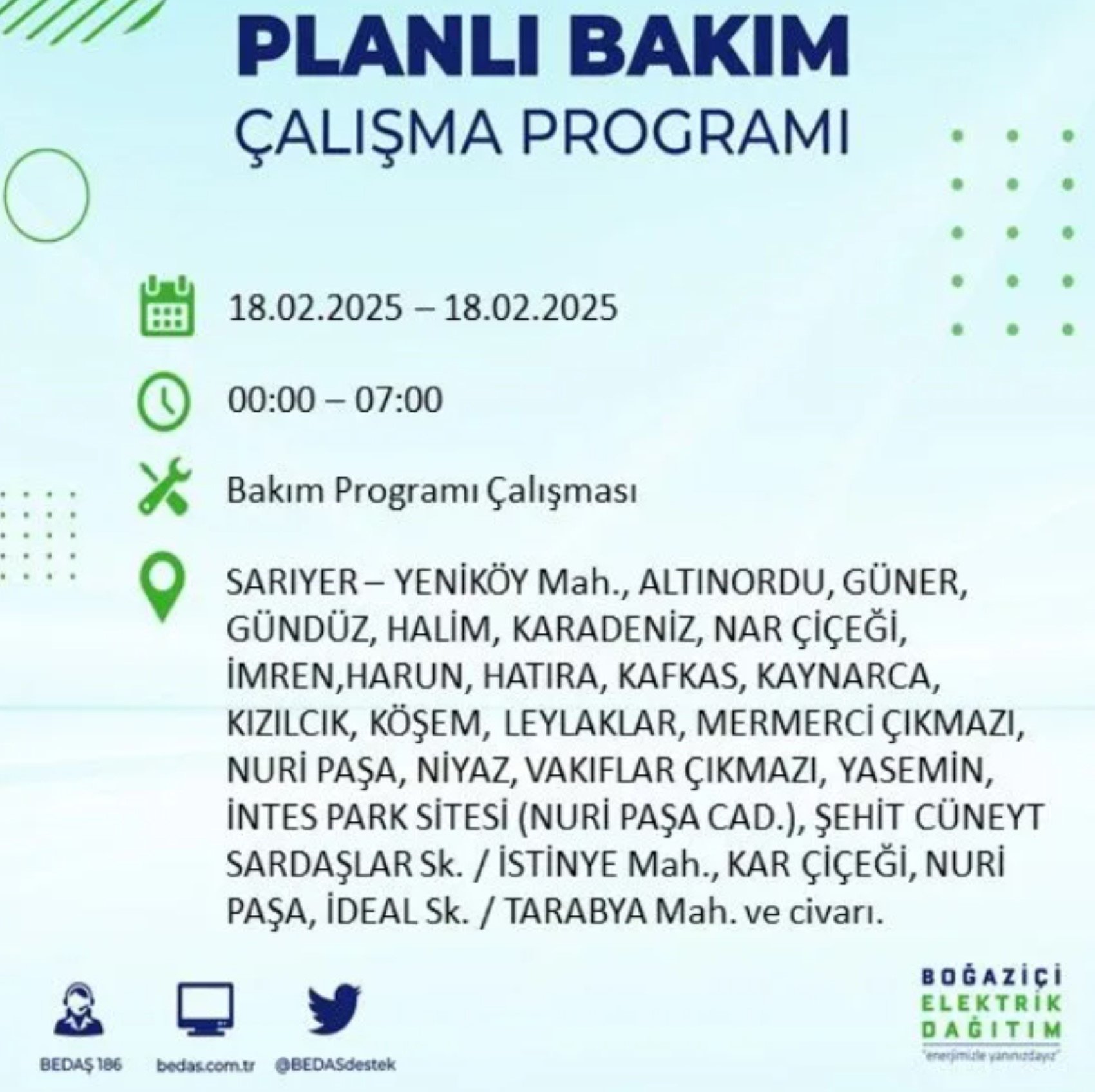 BEDAŞ açıkladı... İstanbul'da elektrik kesintisi: 18 Şubat'ta hangi mahalleler etkilenecek?