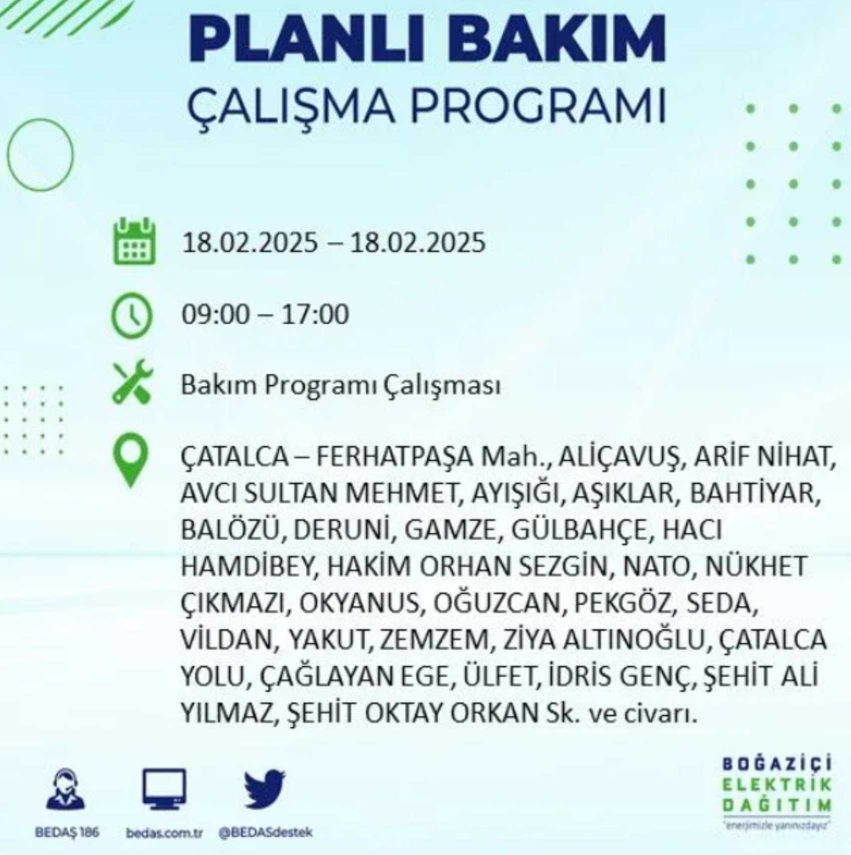 BEDAŞ açıkladı... İstanbul'da elektrik kesintisi: 18 Şubat'ta hangi mahalleler etkilenecek?